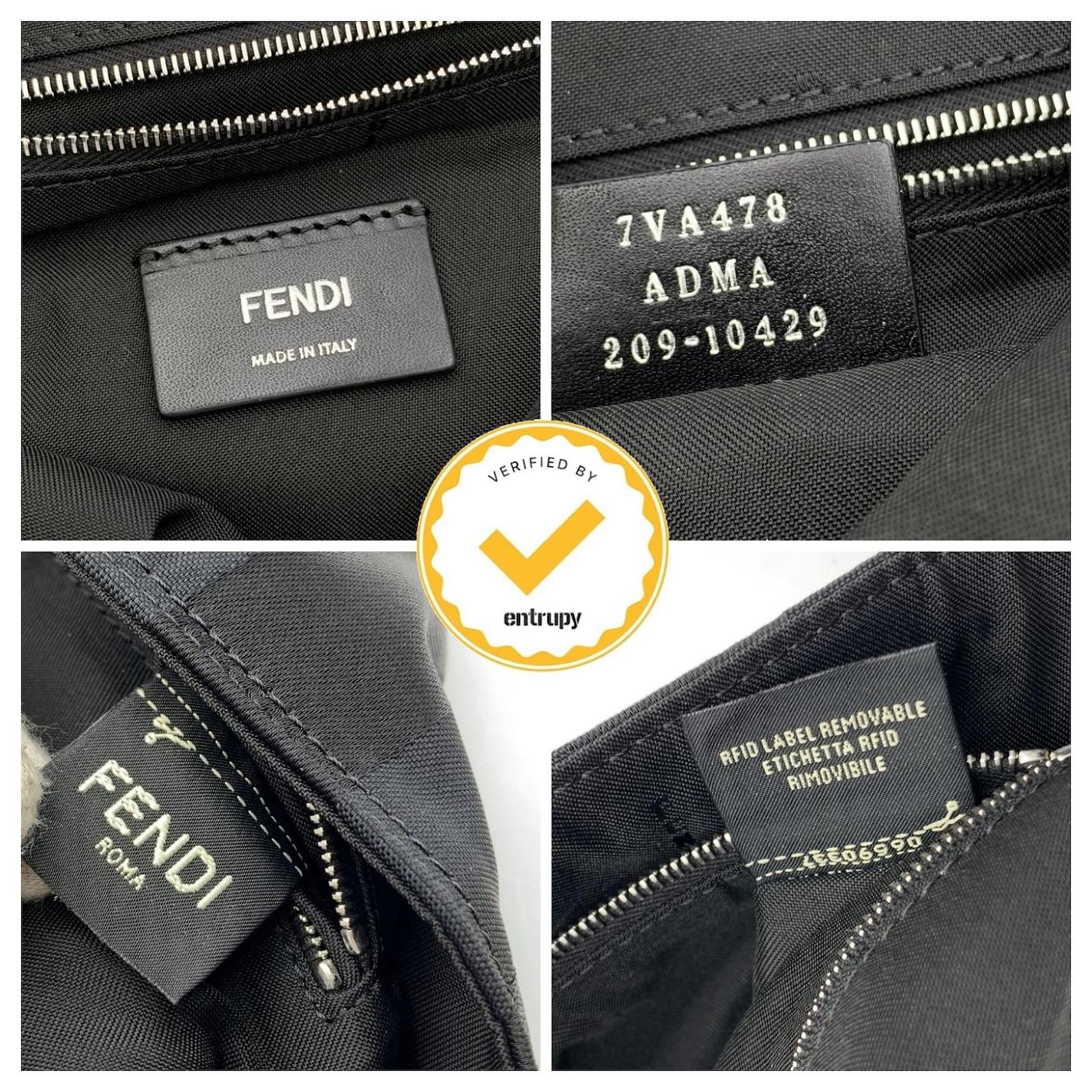 Fendi Sunflower Black Striped Canvas Large Baguette Bag Cloth ref