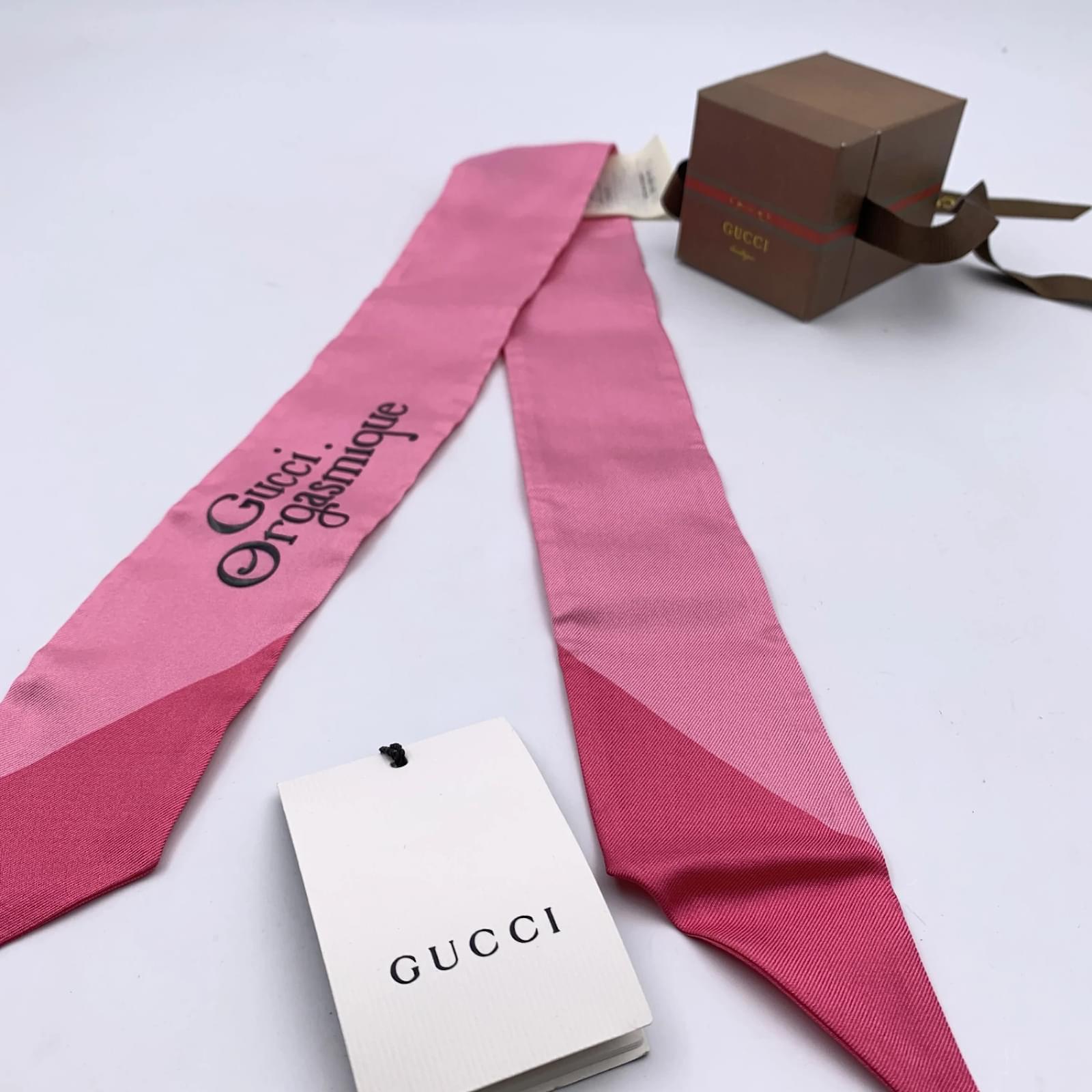 Gucci Pink Silk Orgasmique Twilly Scarf Wrap Bandeau ref.456593