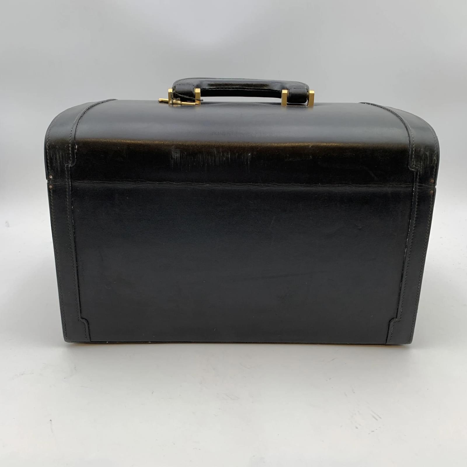 Gucci Vintage Black Leather Travel Train Case Beauty Vanity Bag ref.456632  - Joli Closet