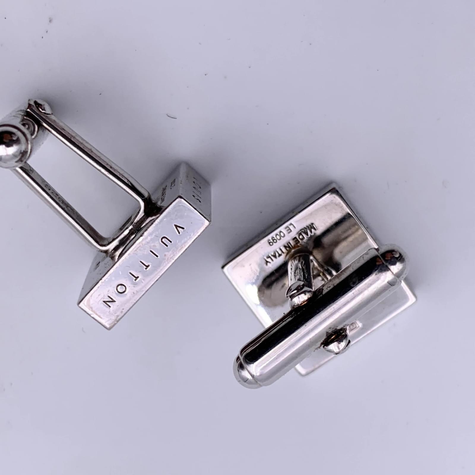Louis Vuitton - Damier Ebene Silver Cufflinks