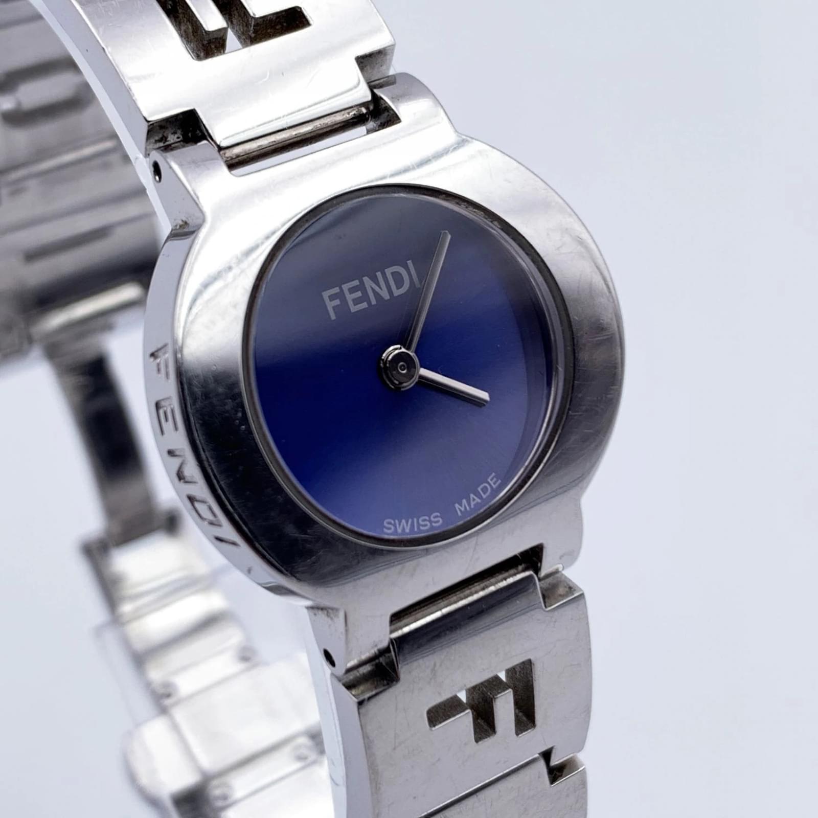 Fendi Acero inoxidable L reloj de pulsera de cuarzo para mujer azul Plata ref.456673 Joli