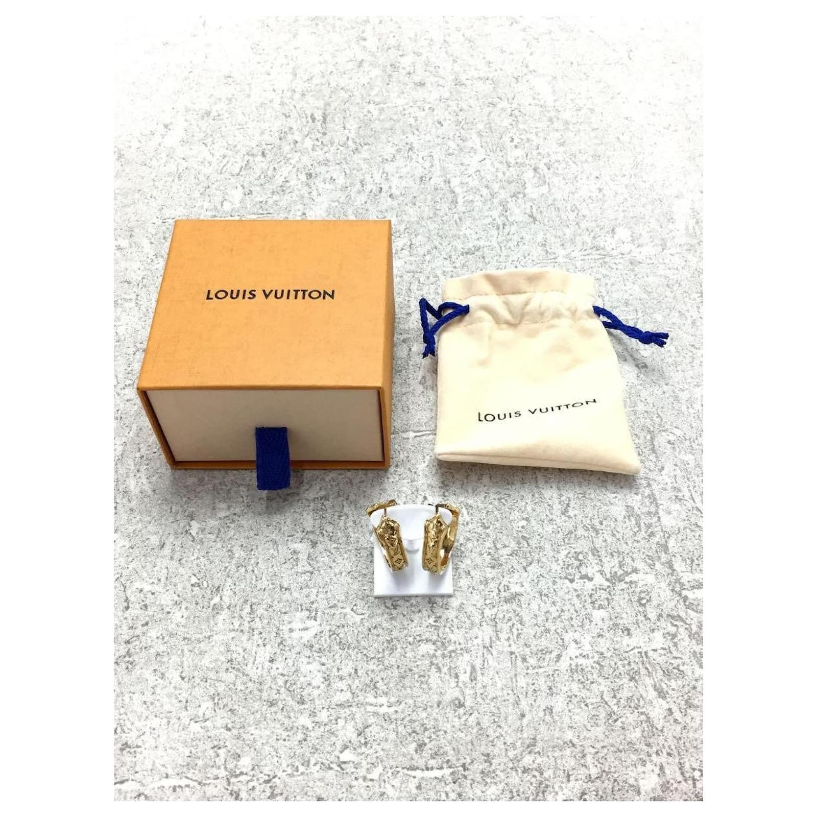 LOUIS VUITTON Nanogram Sweet Dreams Hoop Earrings GM Gold 649381