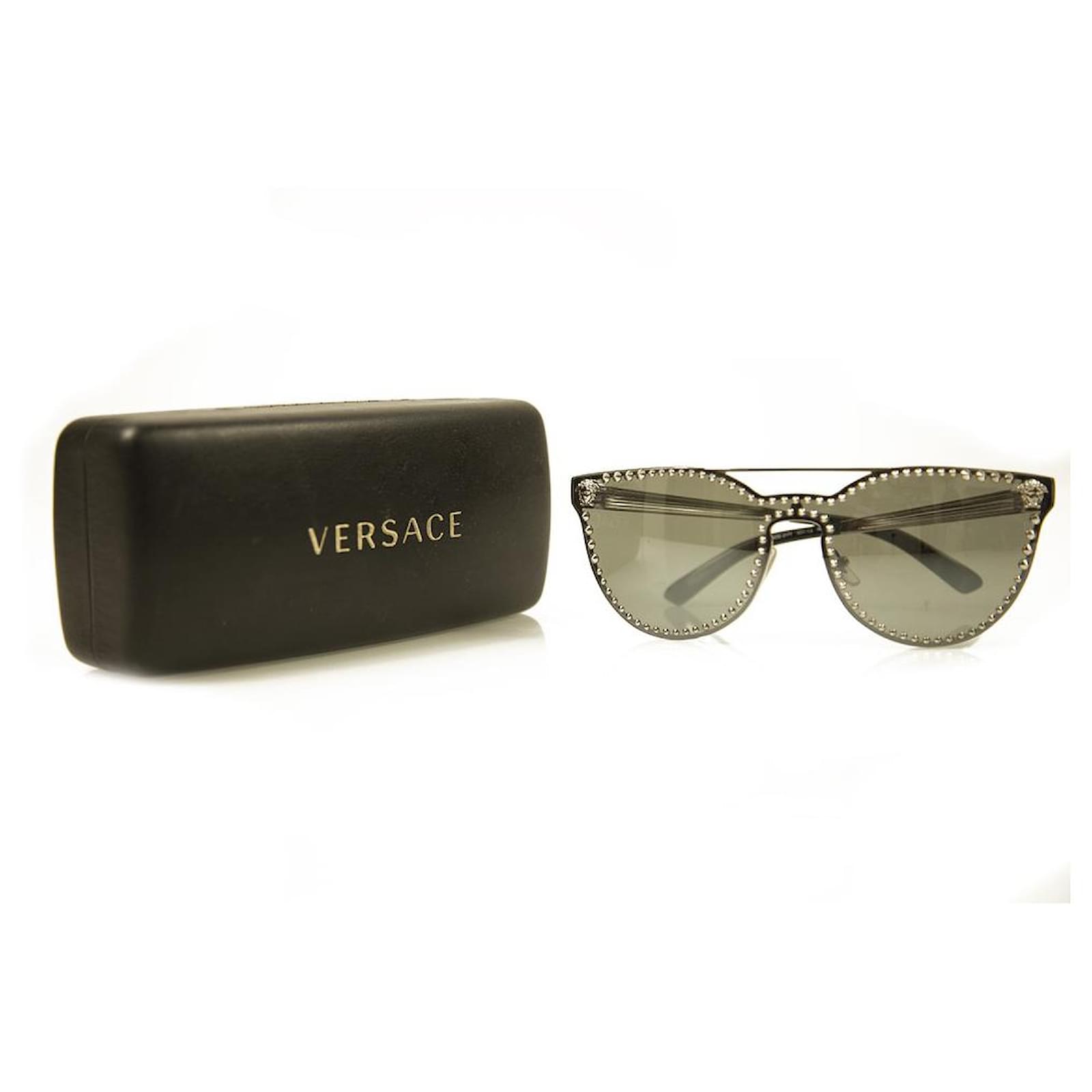 VERSACE 2177 1000 6G Medusa Cat Eye Metallic Studded Gray Lenses Sunglasses Dark grey ref.457069 Joli Closet