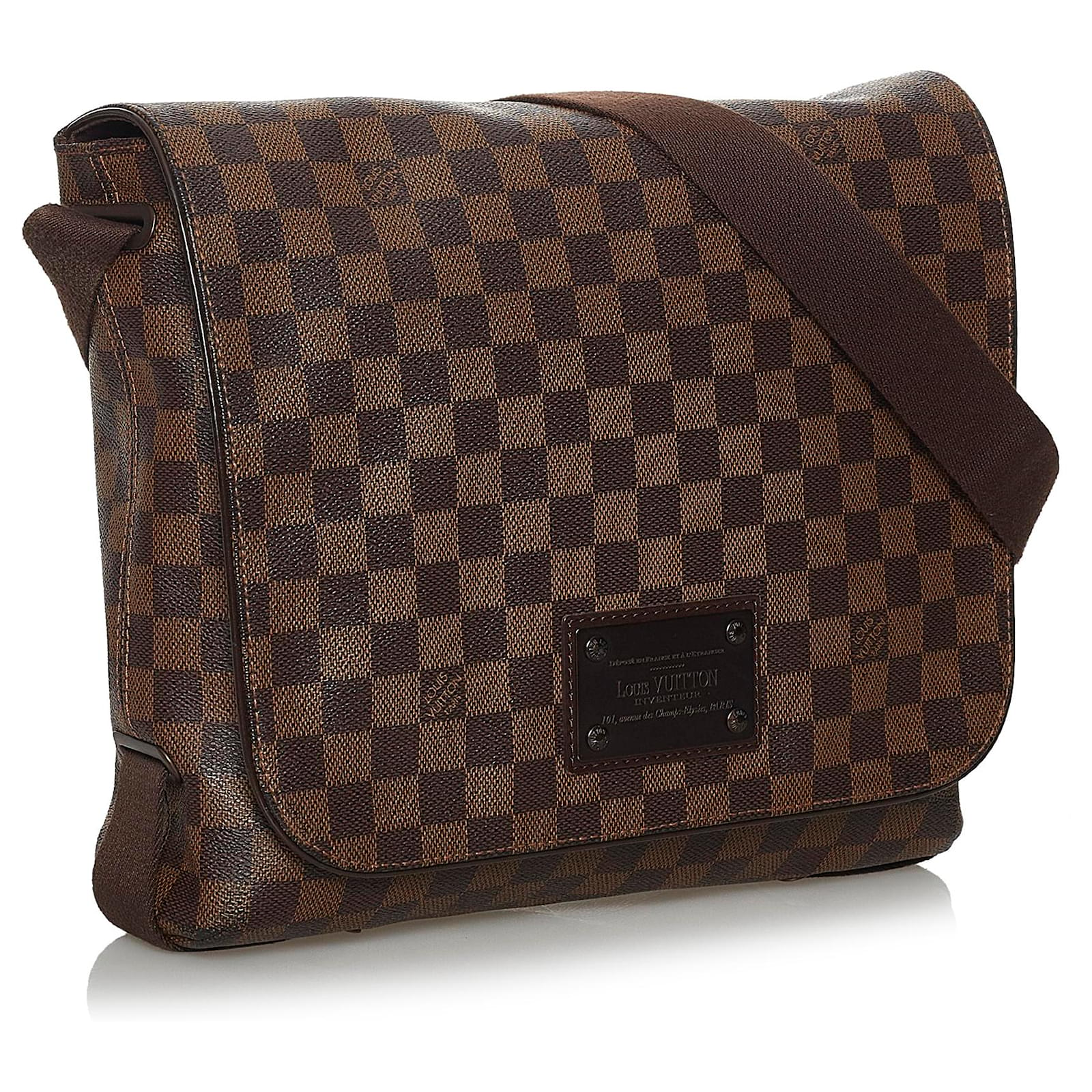 Louis Vuitton Brown Damier Ebene Brooklyn MM Leather Cloth Pony