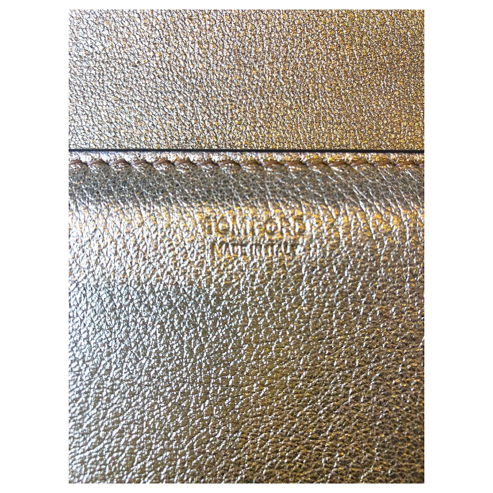 Tom Ford Jennifer Gold clutch Golden Leather ref.457948 - Joli Closet