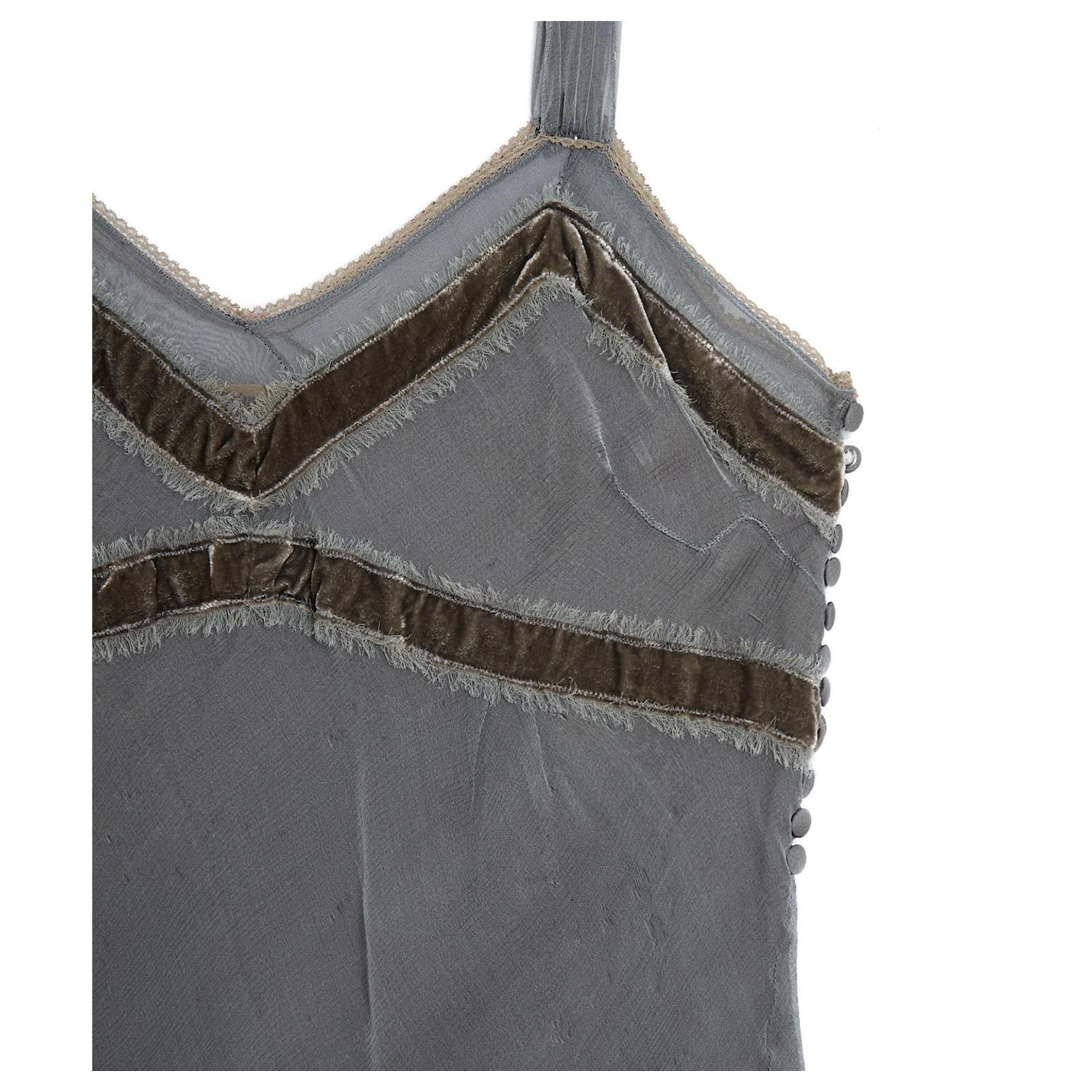 最終値下げ　john galliano ニット John Galliano Top Silver Crochet Faceted large Crystals