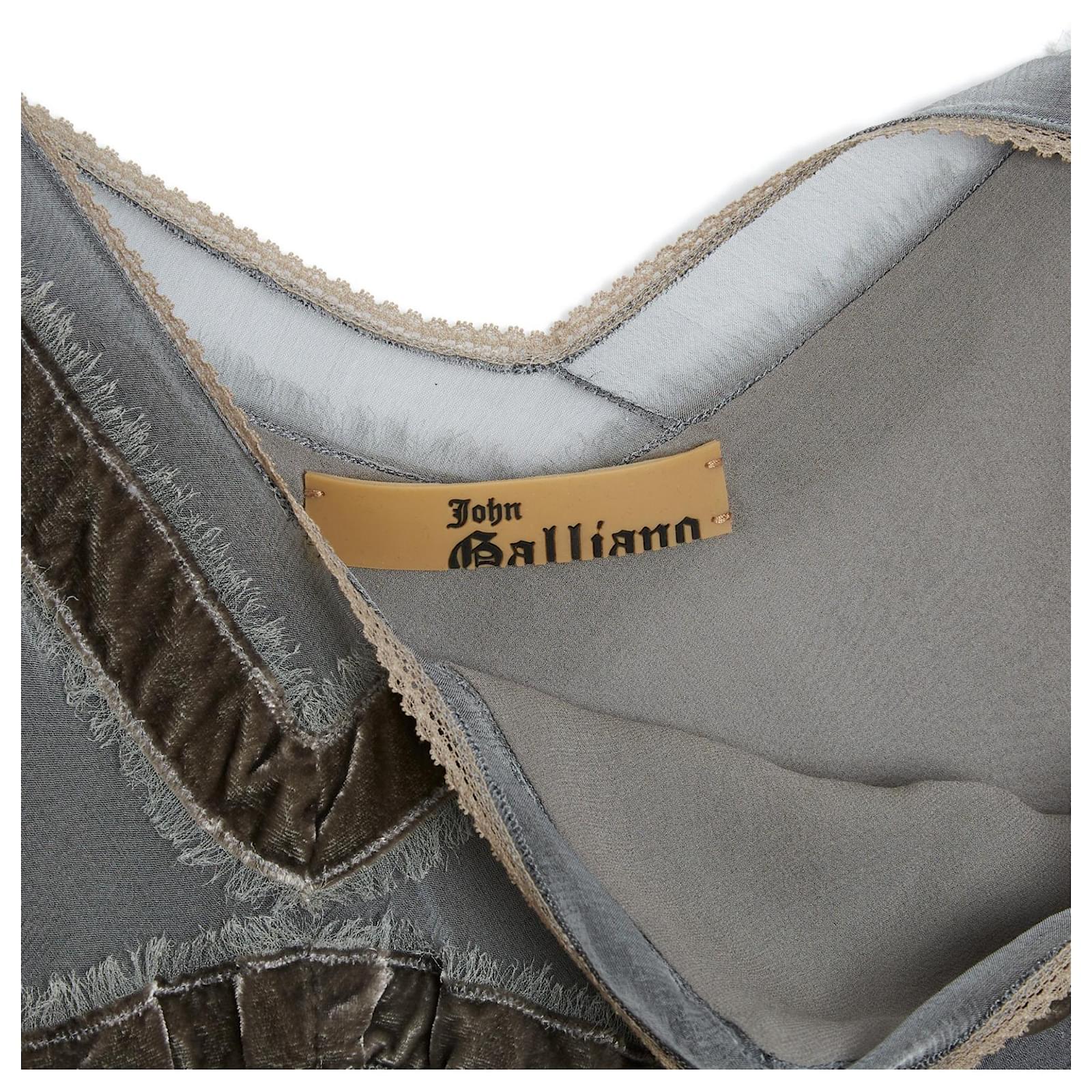 最終値下げ　john galliano ニット John Galliano Top Silver Crochet Faceted large Crystals