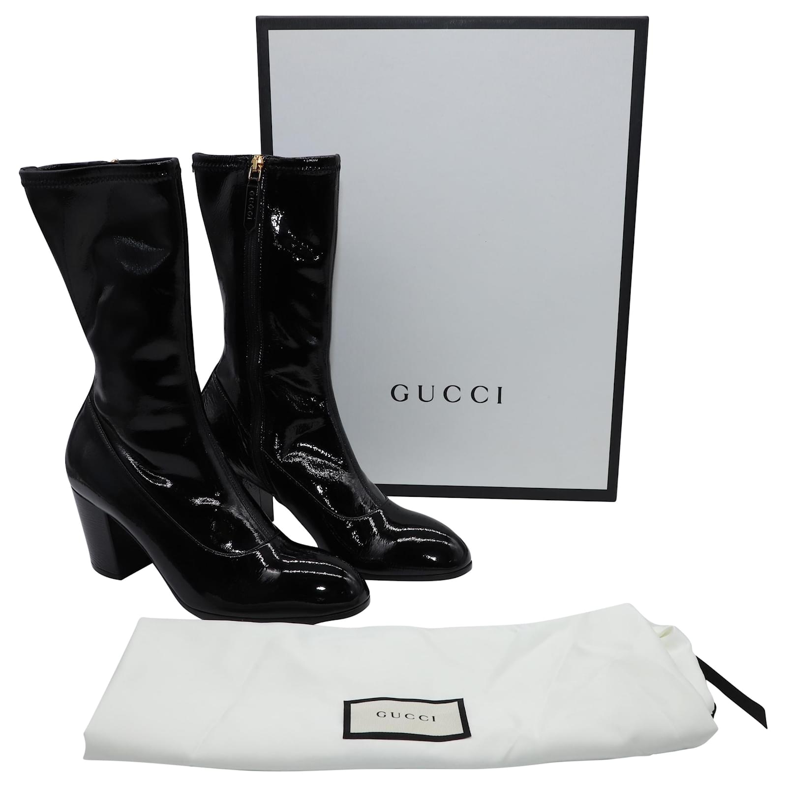 Gucci Pryntil Patent Leather Ankle Boots in Black for Men