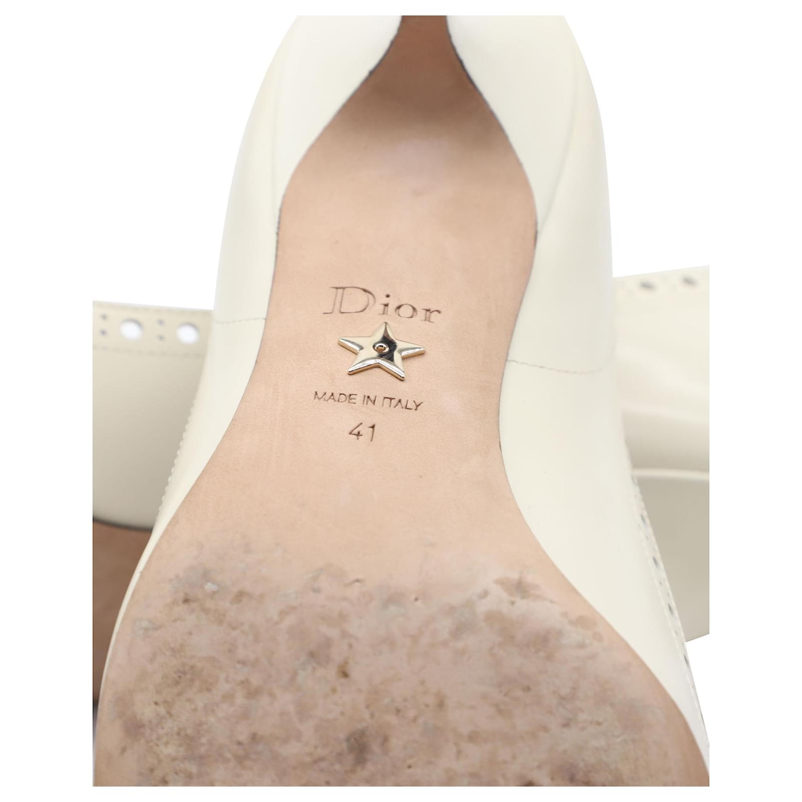 Dior Spectadior Low Heel Pumps in White and Black calf