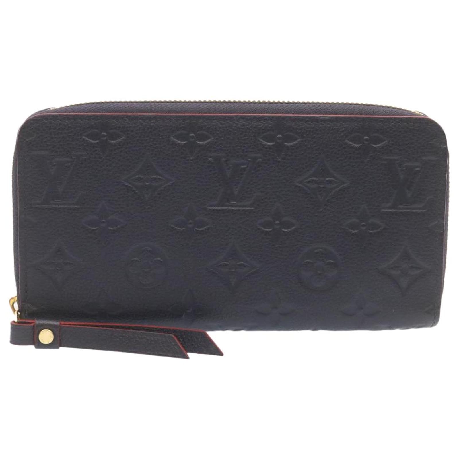 LOUIS VUITTON Monogram Empreinte Zippy Wallet Navy M62121 LV Auth