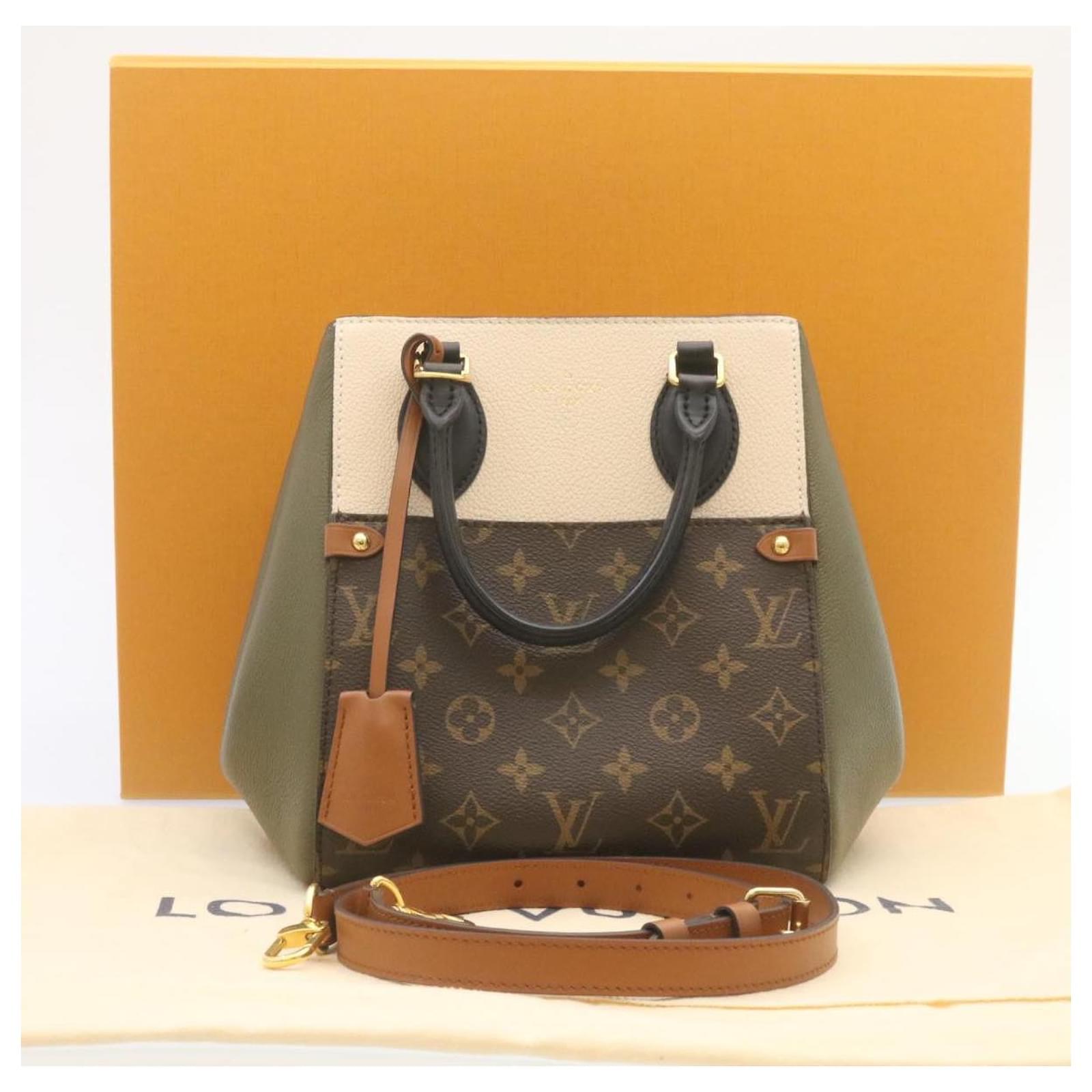 Auth Louis Vuitton Monogram 2way Bag Fold Tote PM M45388 haki,Noir,Claim