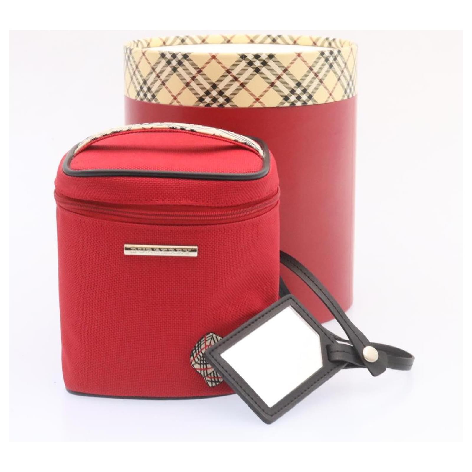 BURBERRY Nova Check Vanity Cosmetic Pouch Nylon Red Auth fm859 ref.460408 -  Joli Closet