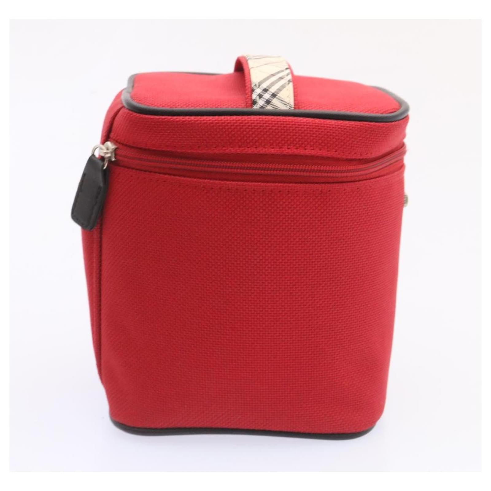 BURBERRY Nova Check Vanity Cosmetic Pouch Nylon Red Auth fm859 ref.460408 -  Joli Closet