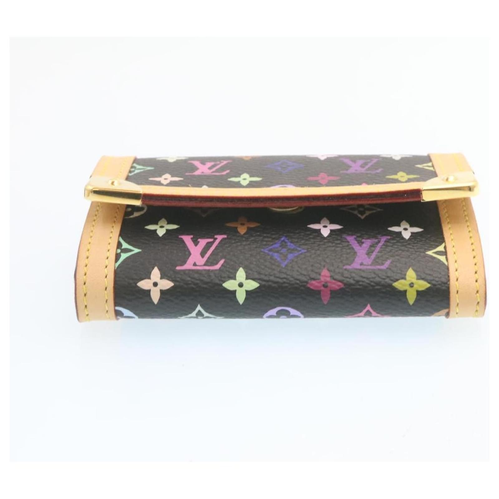 LOUIS VUITTON Multicolor Porte Monnaie Plat Coin Purse Black M92656 auth  28189 ref.461163 - Joli Closet