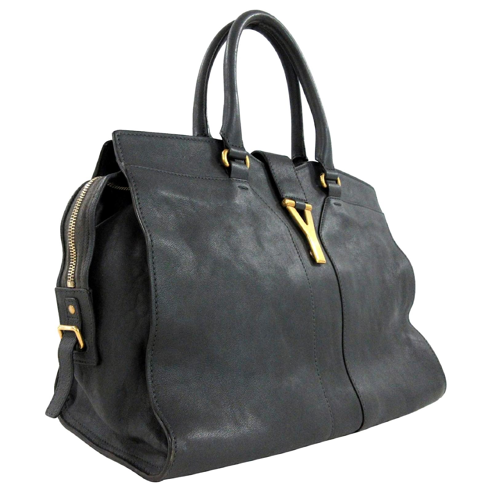 Yves Saint Laurent Cabas Y Small Calfskin Leather Tote Bag