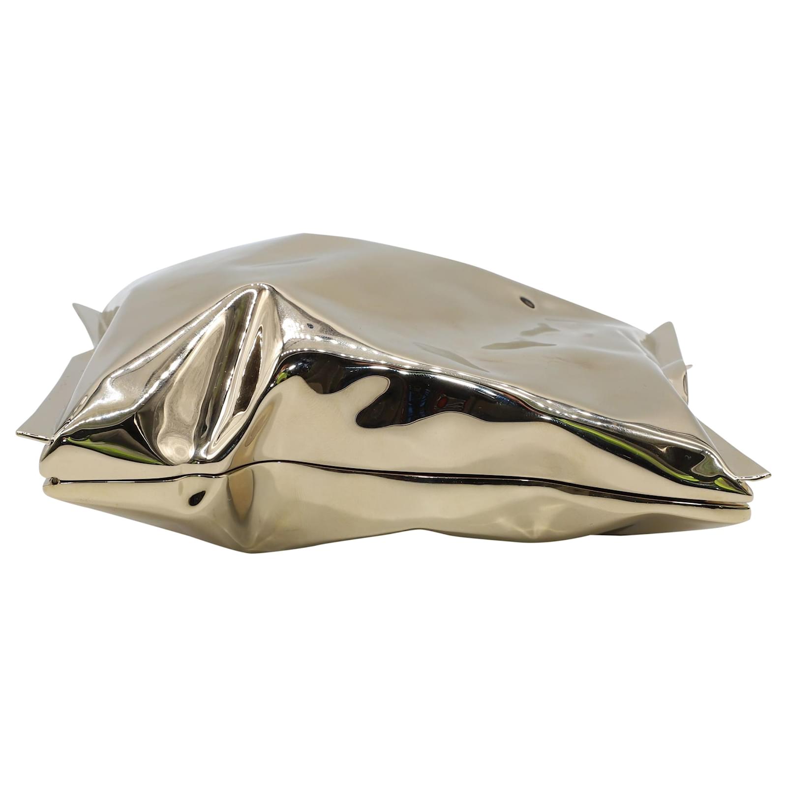 Anya Hindmarch Crisp Packet Clutch Bag in Gold Metal Golden