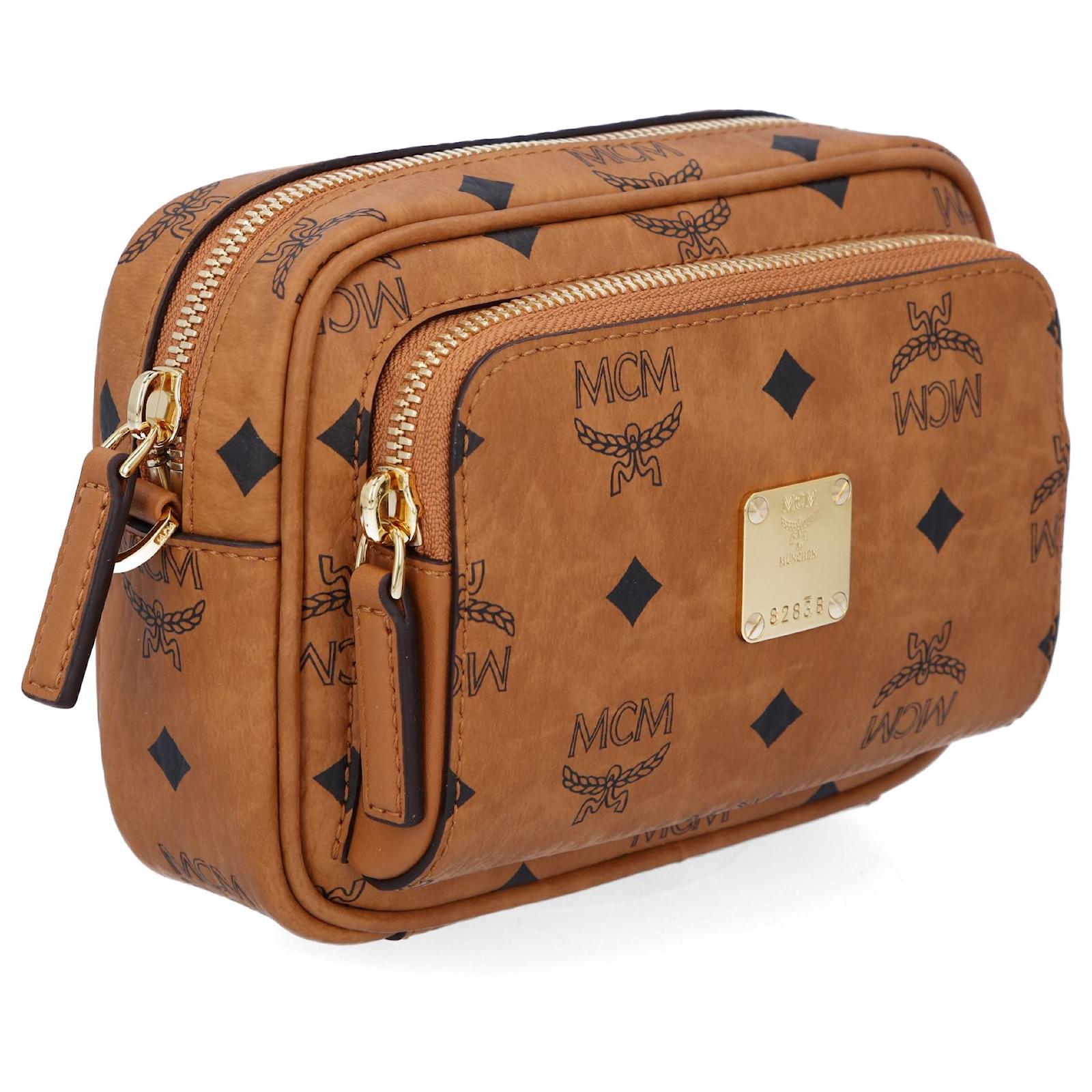 MCM Classic Crossbody Bags in Visetos Brown Cloth ref.462467 Joli Closet