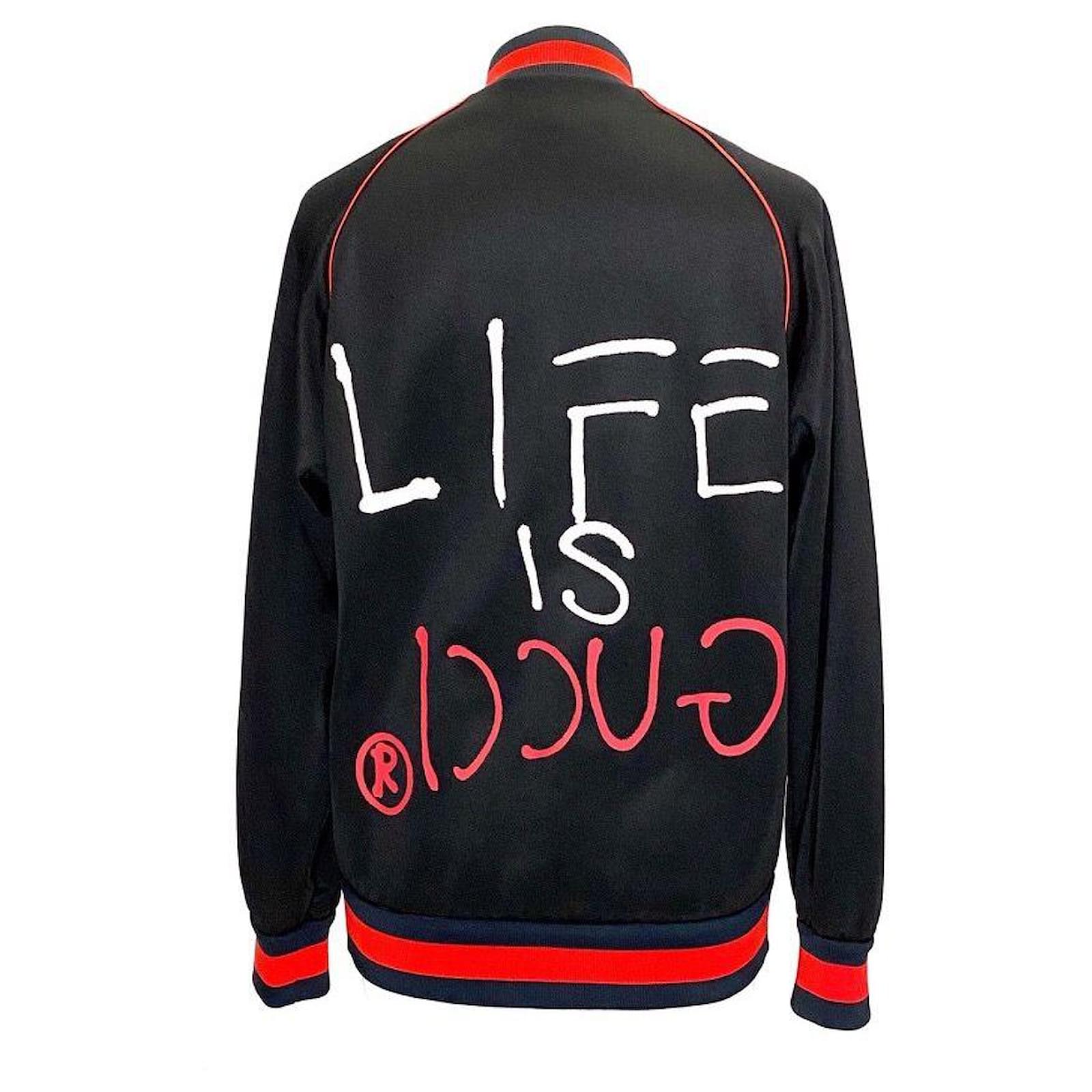 Gucci Ghost Life is Gucci baseball jacket in black with crystals Polyester  ref.462472 - Joli Closet
