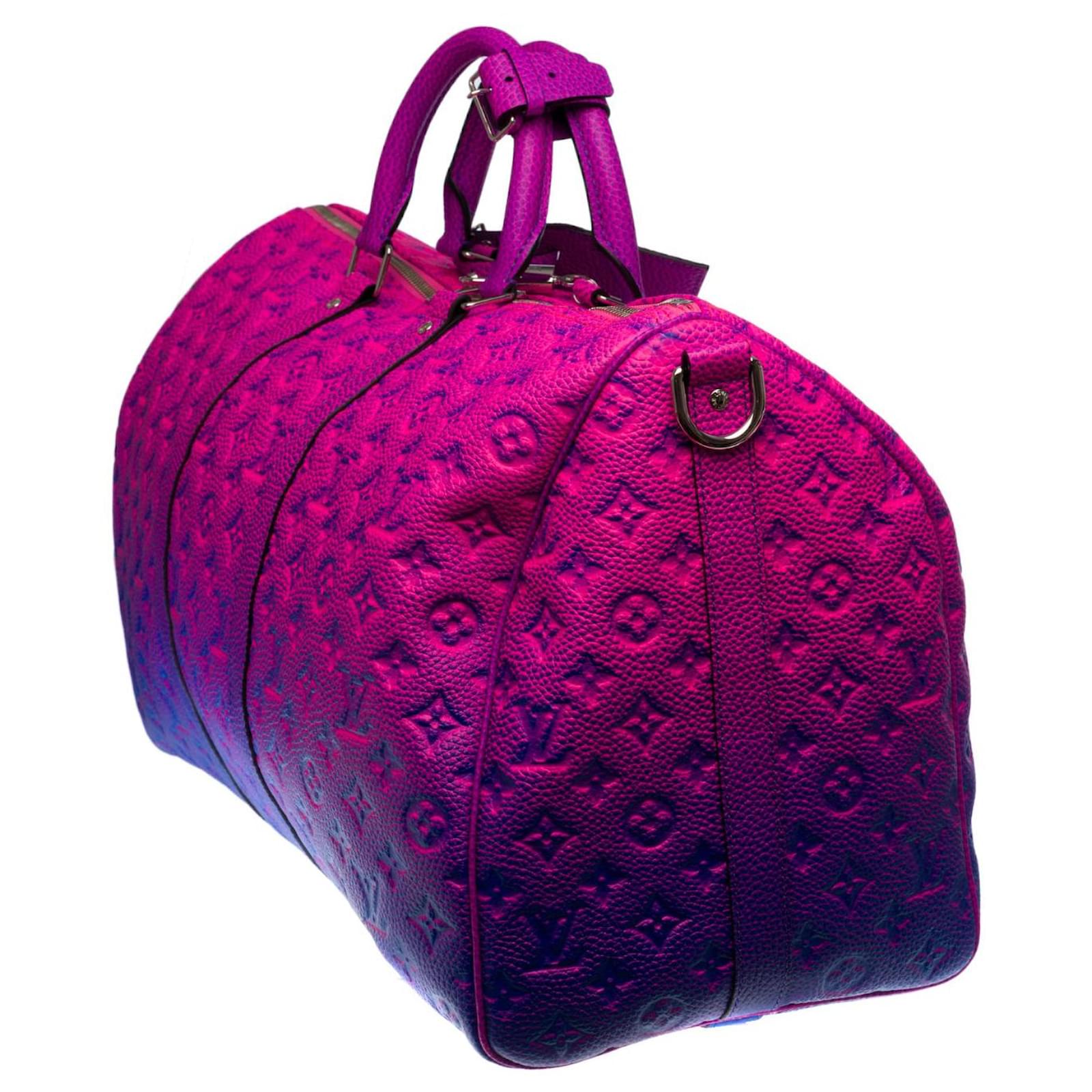 Louis Vuitton Keepall 50 Catwalks 2022-Virgil Abloh Purple Fuschia Leather  ref.511126 - Joli Closet