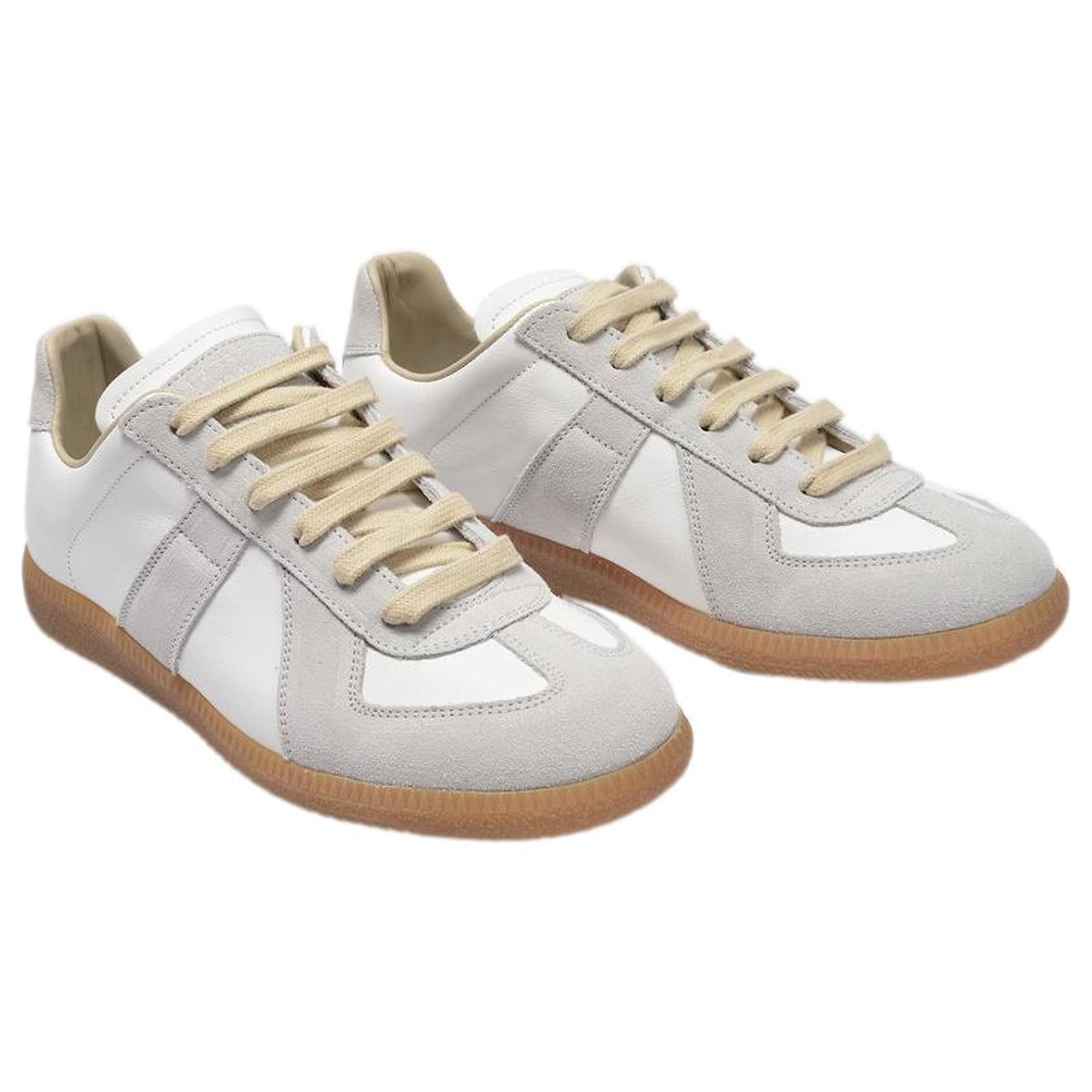 Maison Martin Margiela Replica Sneakers in Brown Leather White ref ...