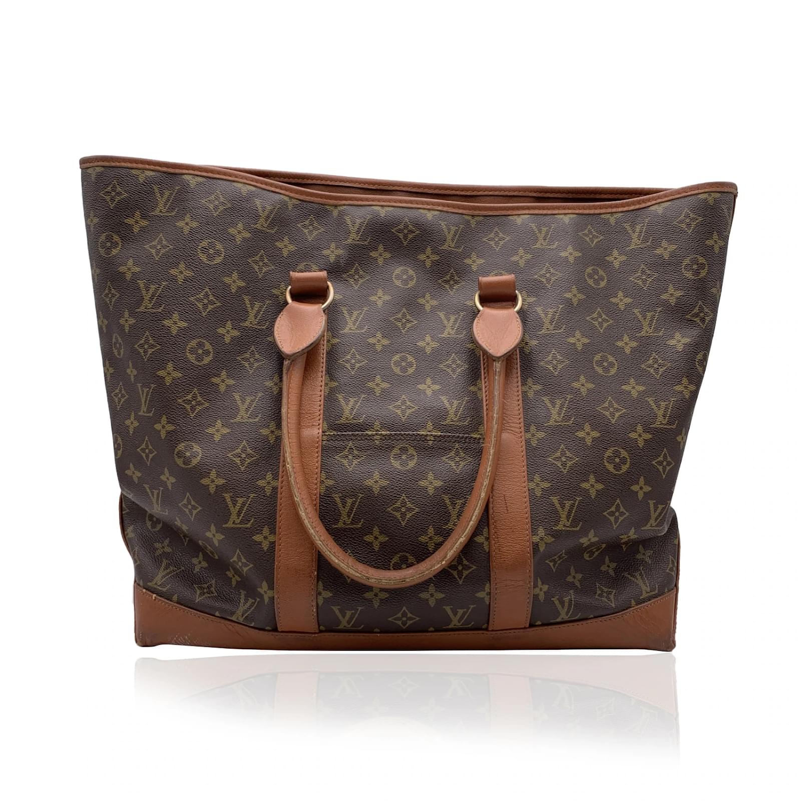 Louis Vuitton Vintage Monogram Canvas Sac Weekender XL Tote Bag Brown Cloth  ref.463260 - Joli Closet