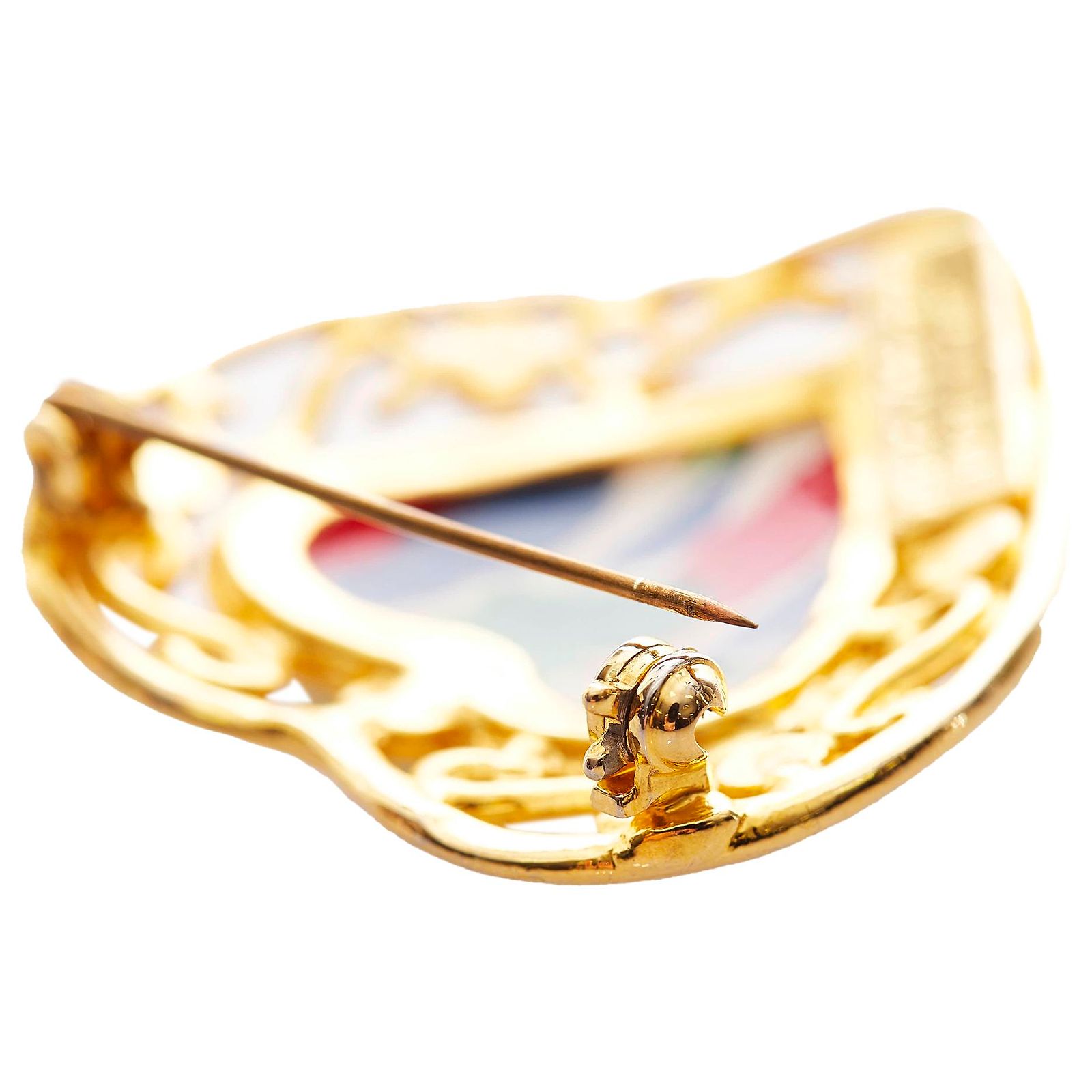 Broche Petit âne En Métal Doré Avec Pierre Multicolore – Neuve Sans Emballage