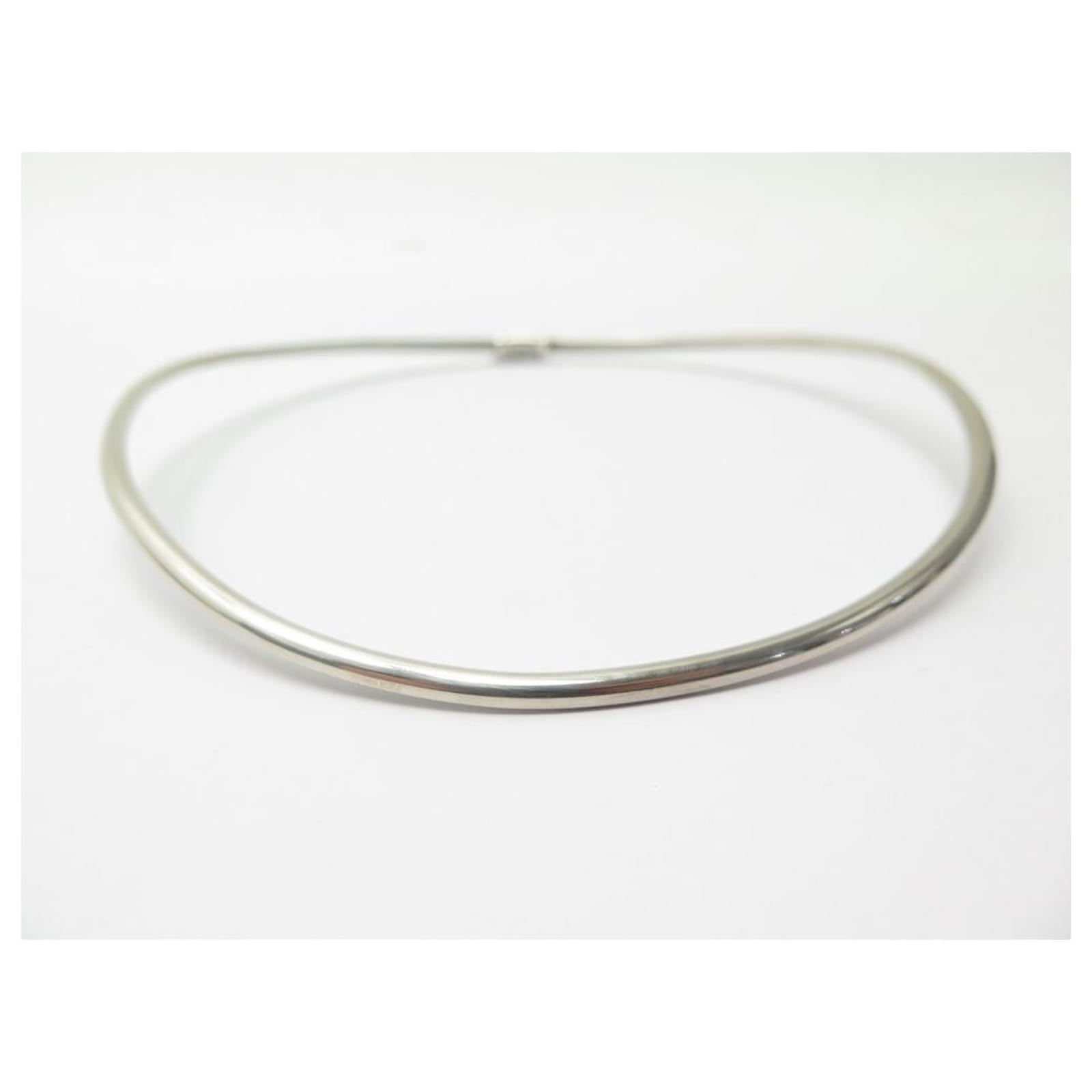 Hermès VINTAGE HERMES RING NECKLACE CHOKER 43CM SOLID SILVER 30GR
