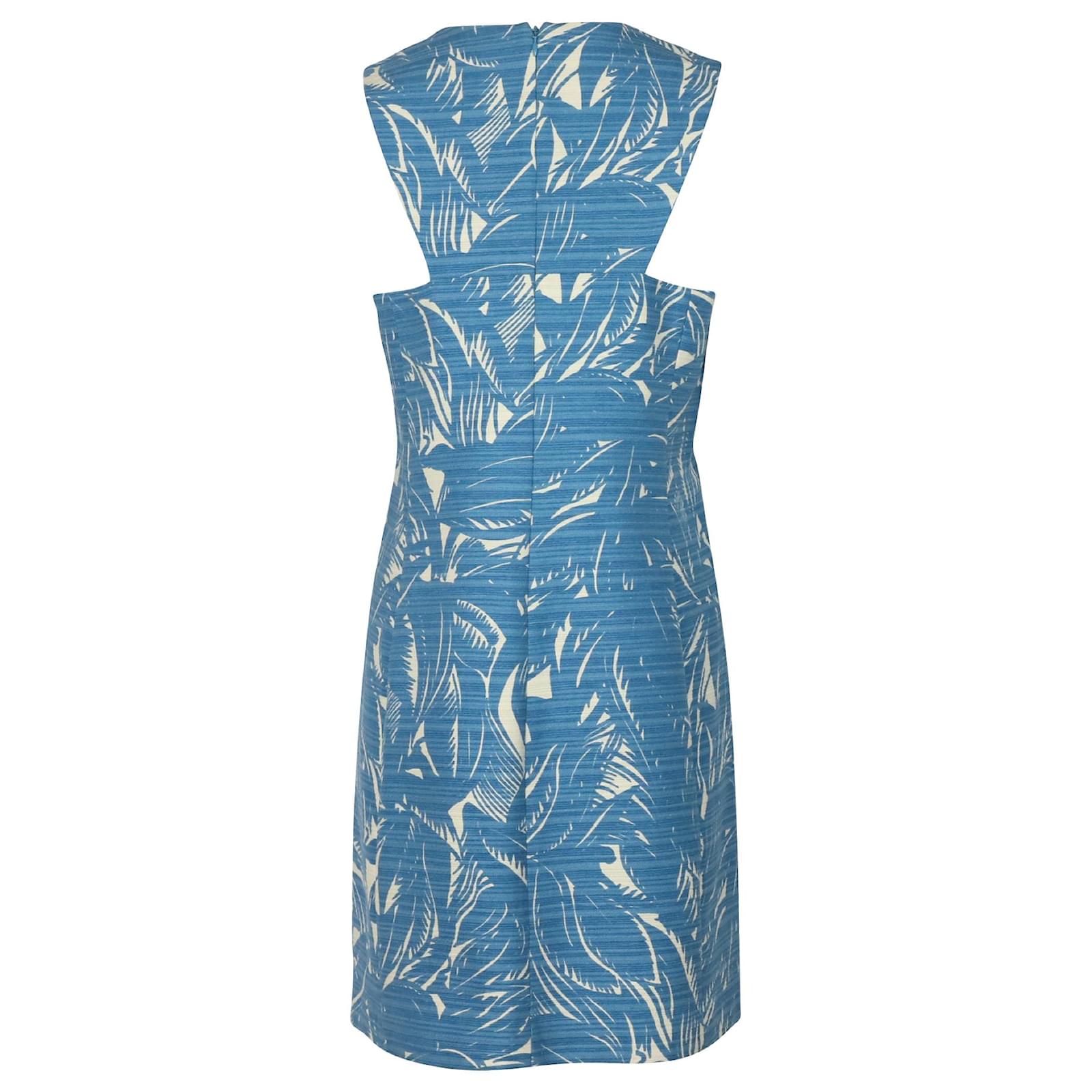 Tory Burch Tabora Corded Shift Dress in Blue Print Cotton  - Joli  Closet