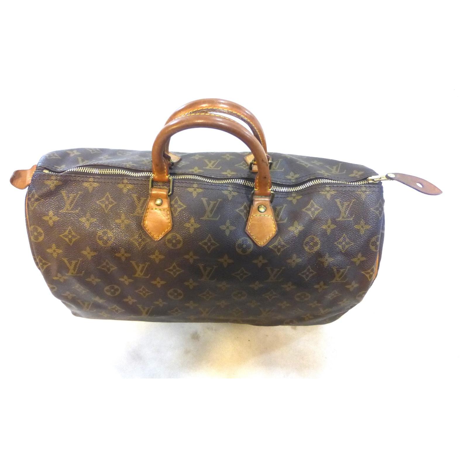 Louis Vuitton Speedy 40 Mon Monogram Green Dark brown Fuschia Leather  ref.475674 - Joli Closet