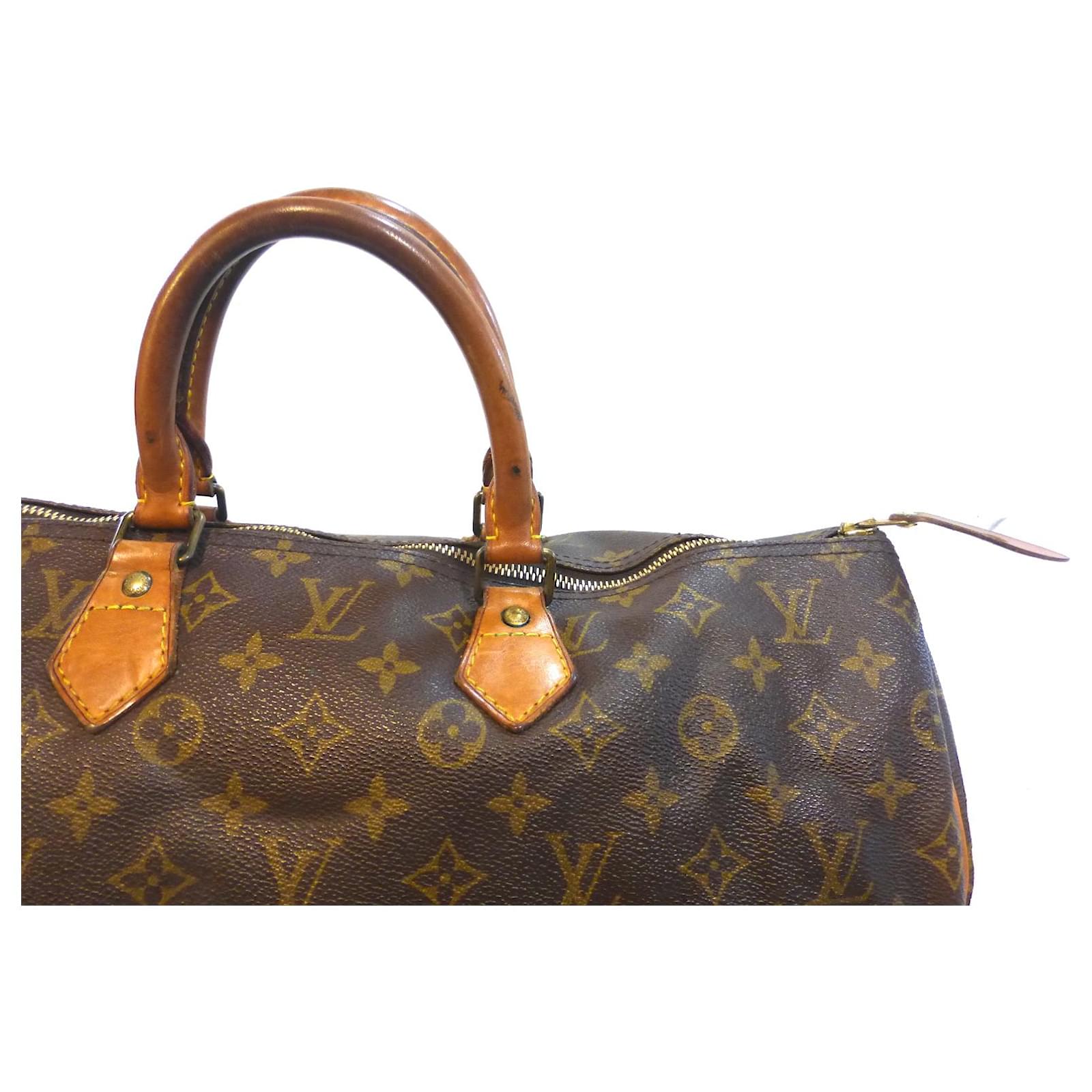 Louis Vuitton Speedy 40 Mon Monogram Green Dark brown Fuschia Leather  ref.475674 - Joli Closet