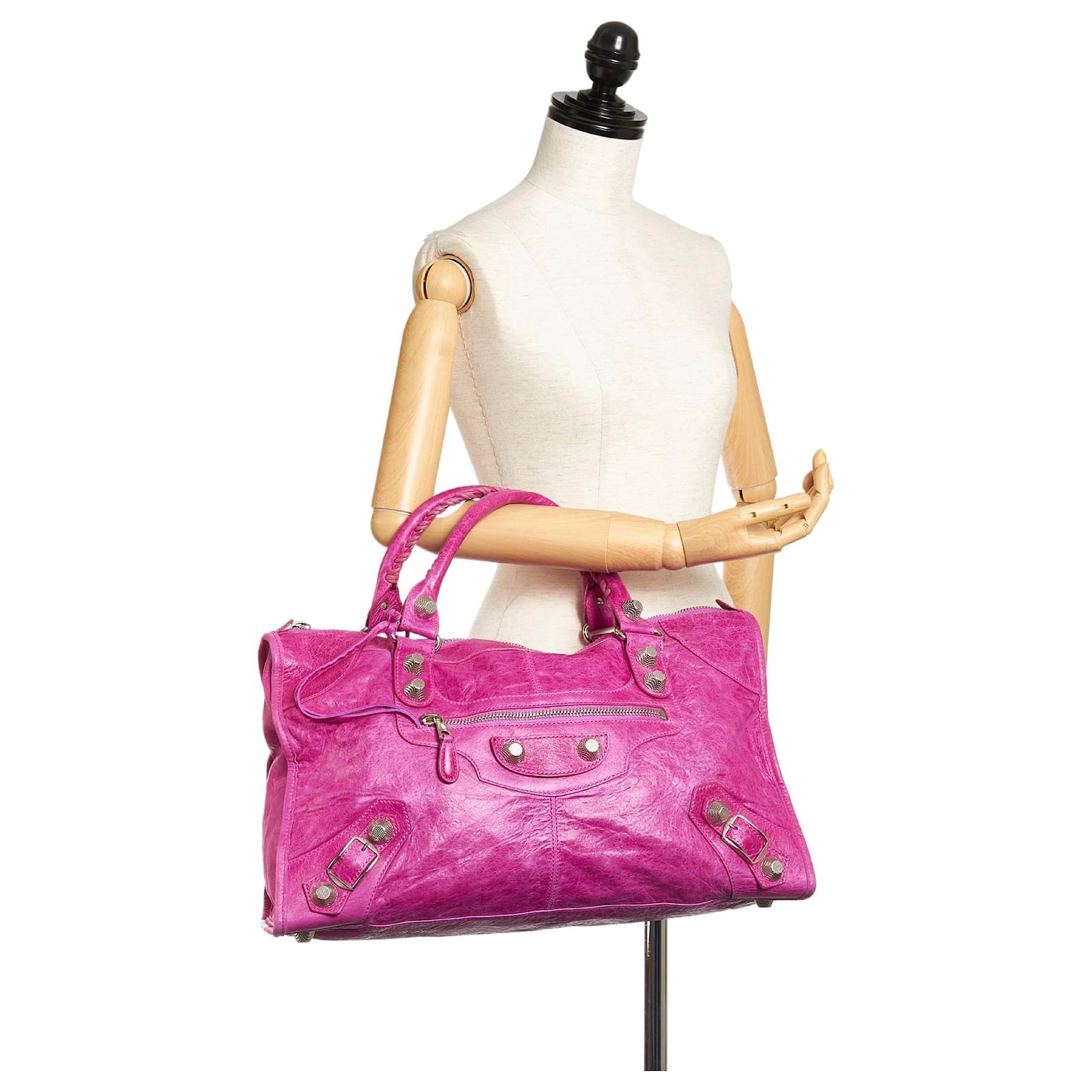 City Balenciaga Pink Motocross Leather Giant Brogues Work Bag ref