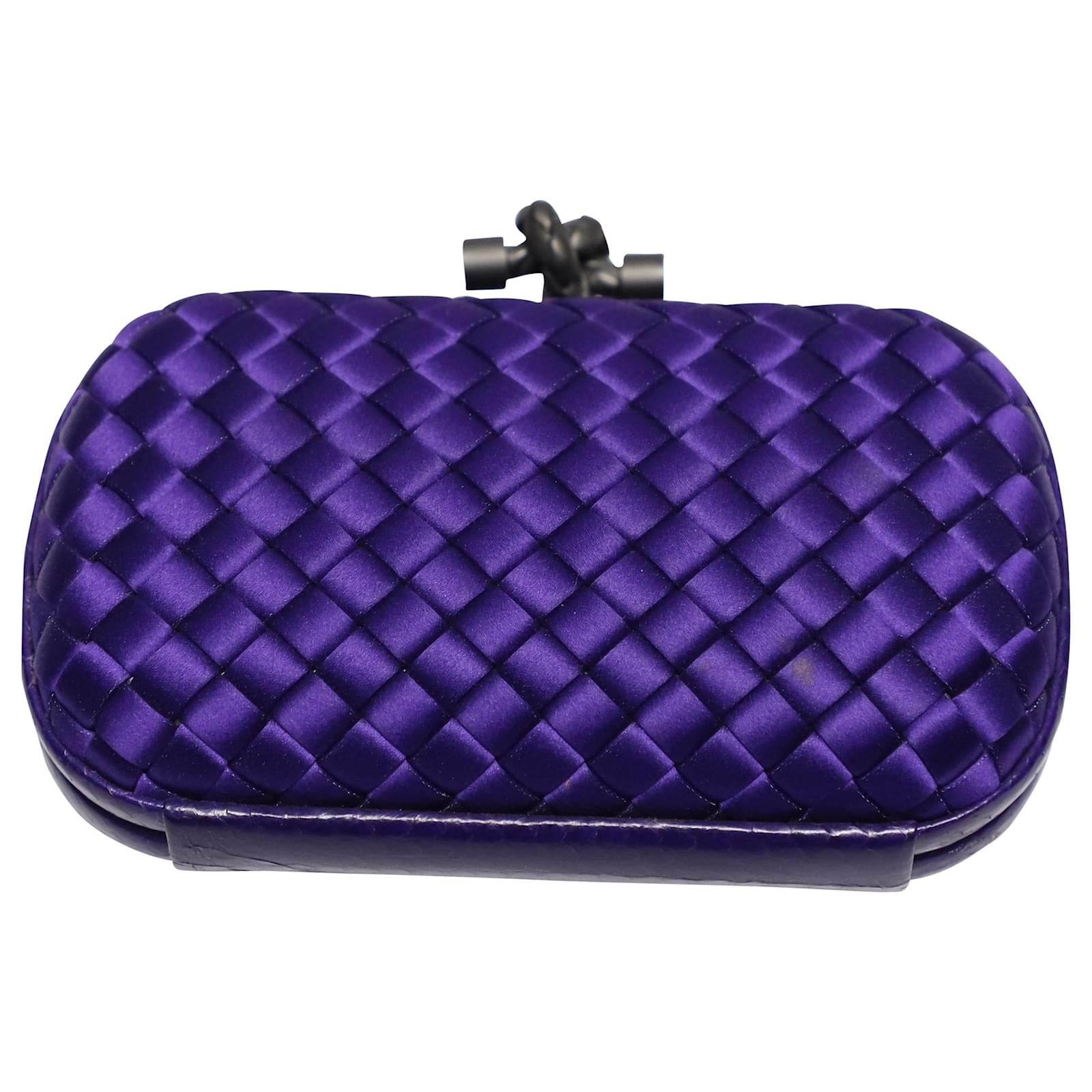 Bottega Veneta Box Knot Clutch Intrecciato Satin Small Lilac