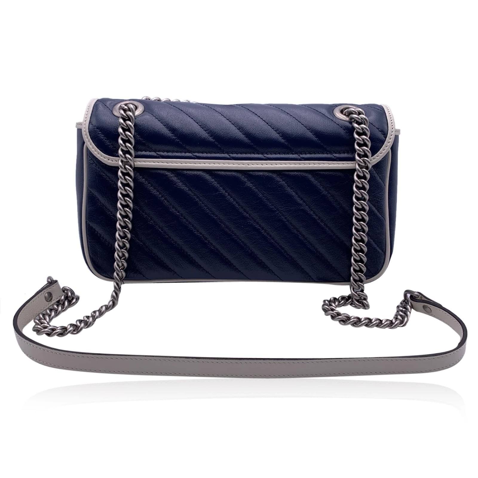ショルダーバッグ・ポシェット GG Marmont Quilted Crossbody Bag in Blue Gucci GG Marmont Quilted Crossbody Bag in Blue - Runway Catalog