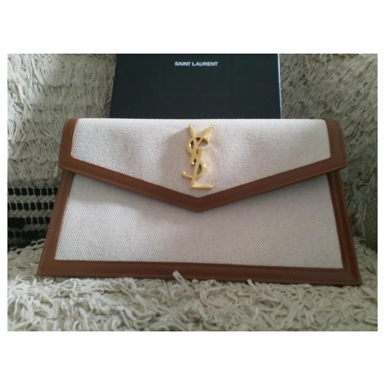 Yves Saint Laurent UPTOWN POUCH Beige Cloth ref.465923 - Joli Closet