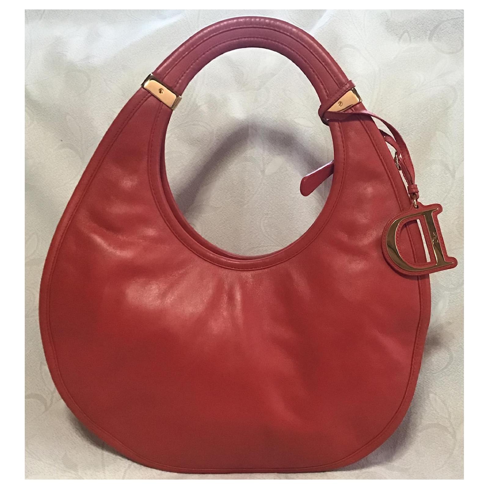 bright red lady dior bag