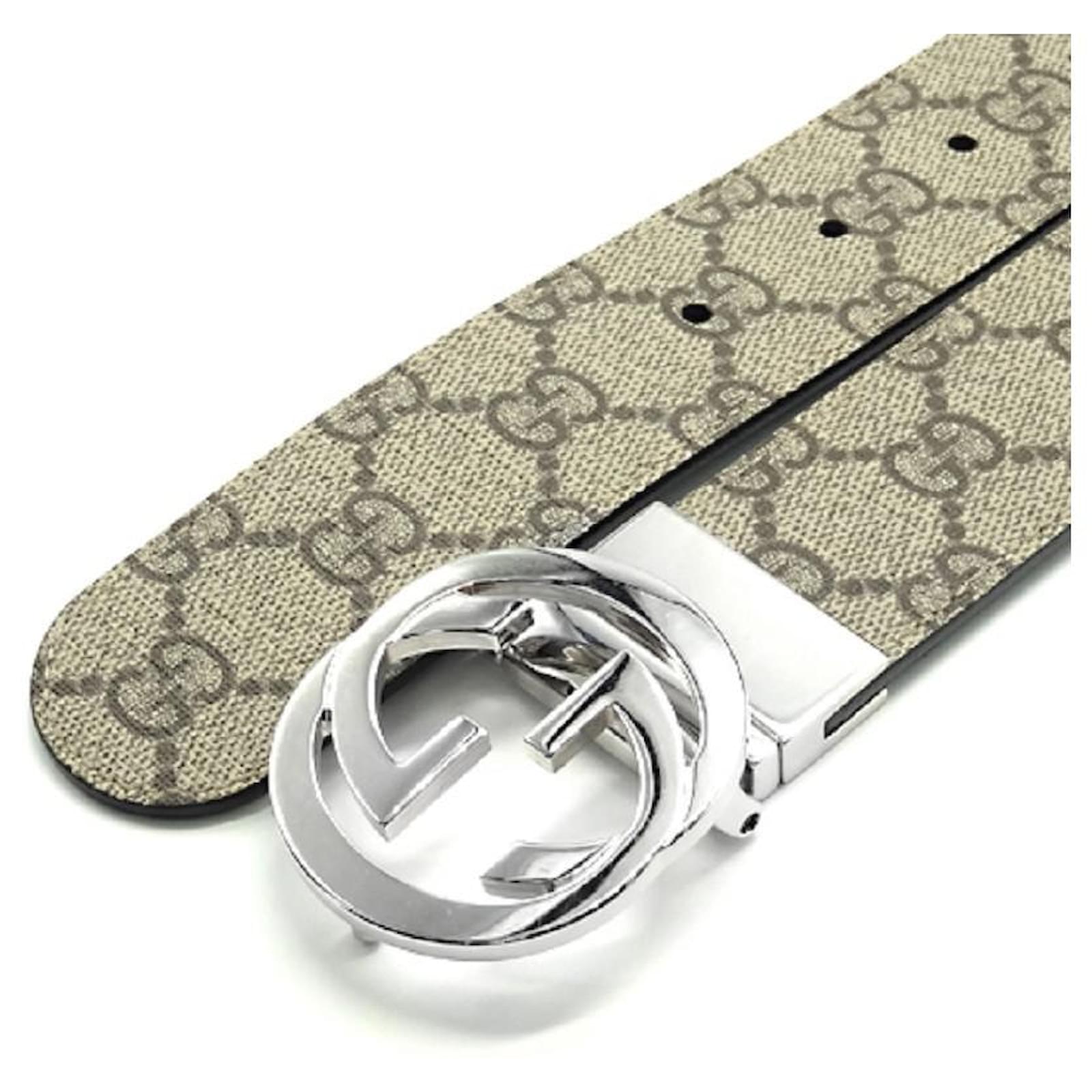 hun Barmhartig Vervolgen Used] Gucci Interlocking G Reversible Belt GG Supreme Beige Black 473030  gucci Silvery Metallic Leather ref.466557 - Joli Closet