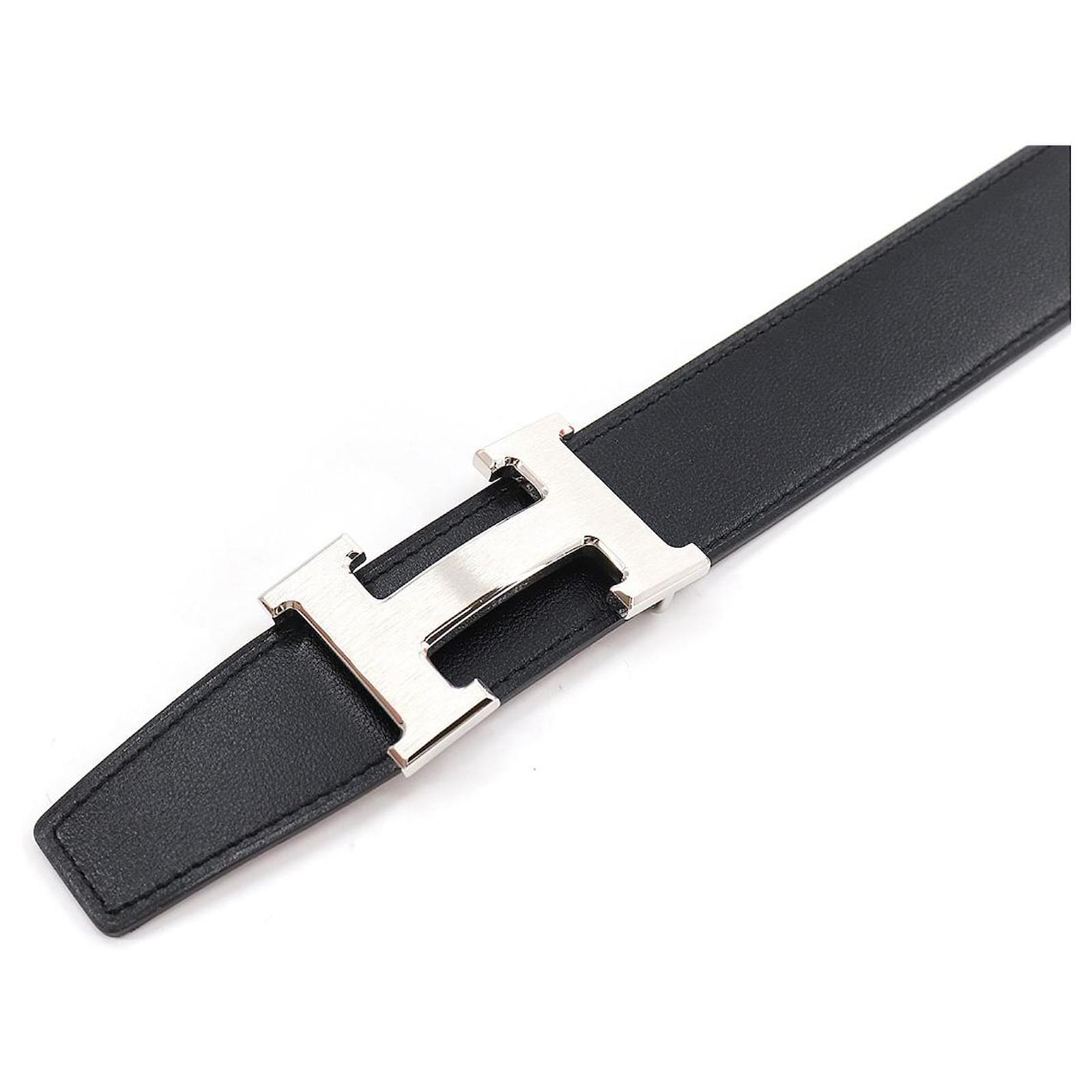 Hermes Black/Gold Togo and Box Leather Constance Reversible Belt – Pre  Porter