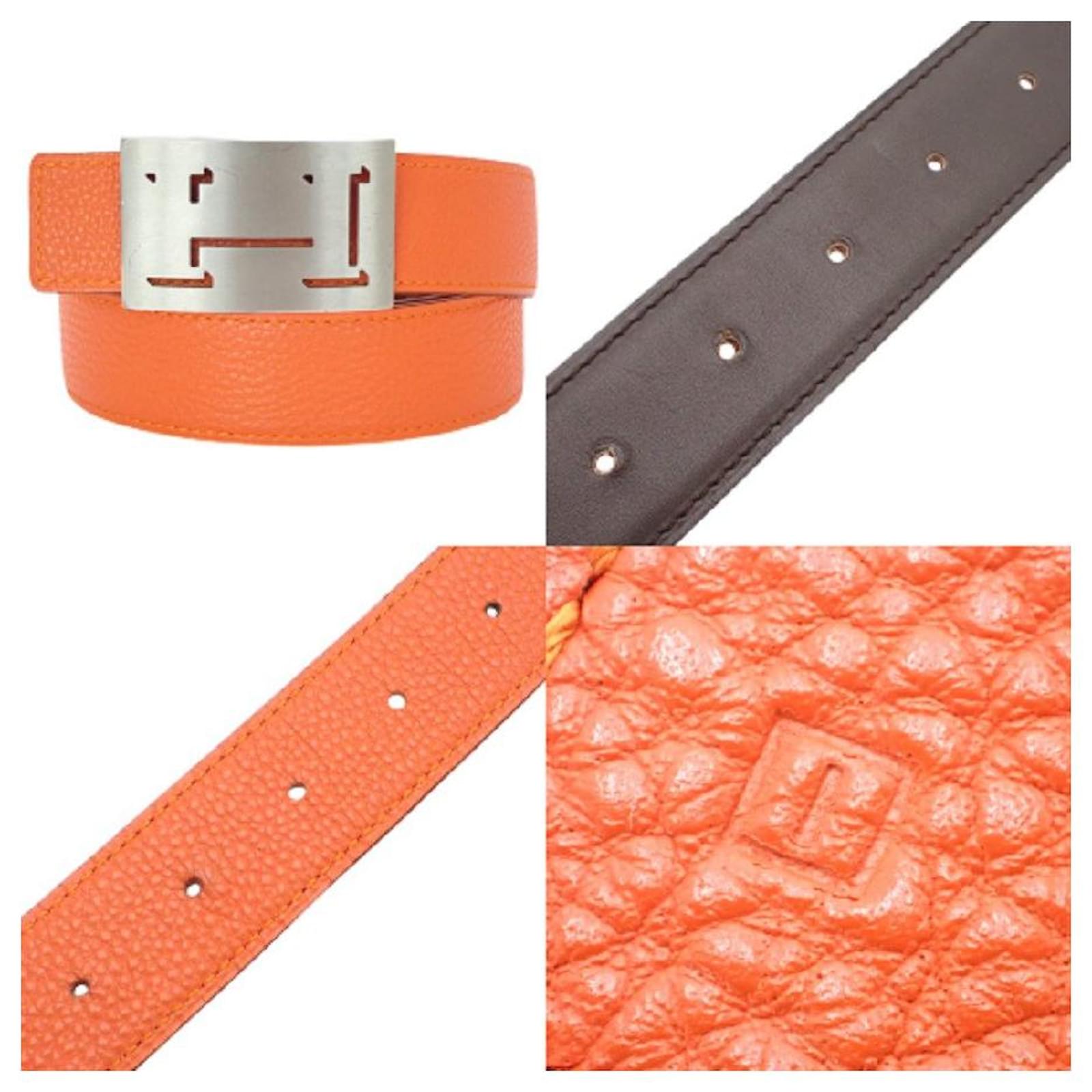 Hermès Used] HERMES Lucky Metal H Belt Belt Apparel Fashion Accessories  Clothing Accessories Reversible Leather Dark Brown Orange ref.466559 - Joli  Closet