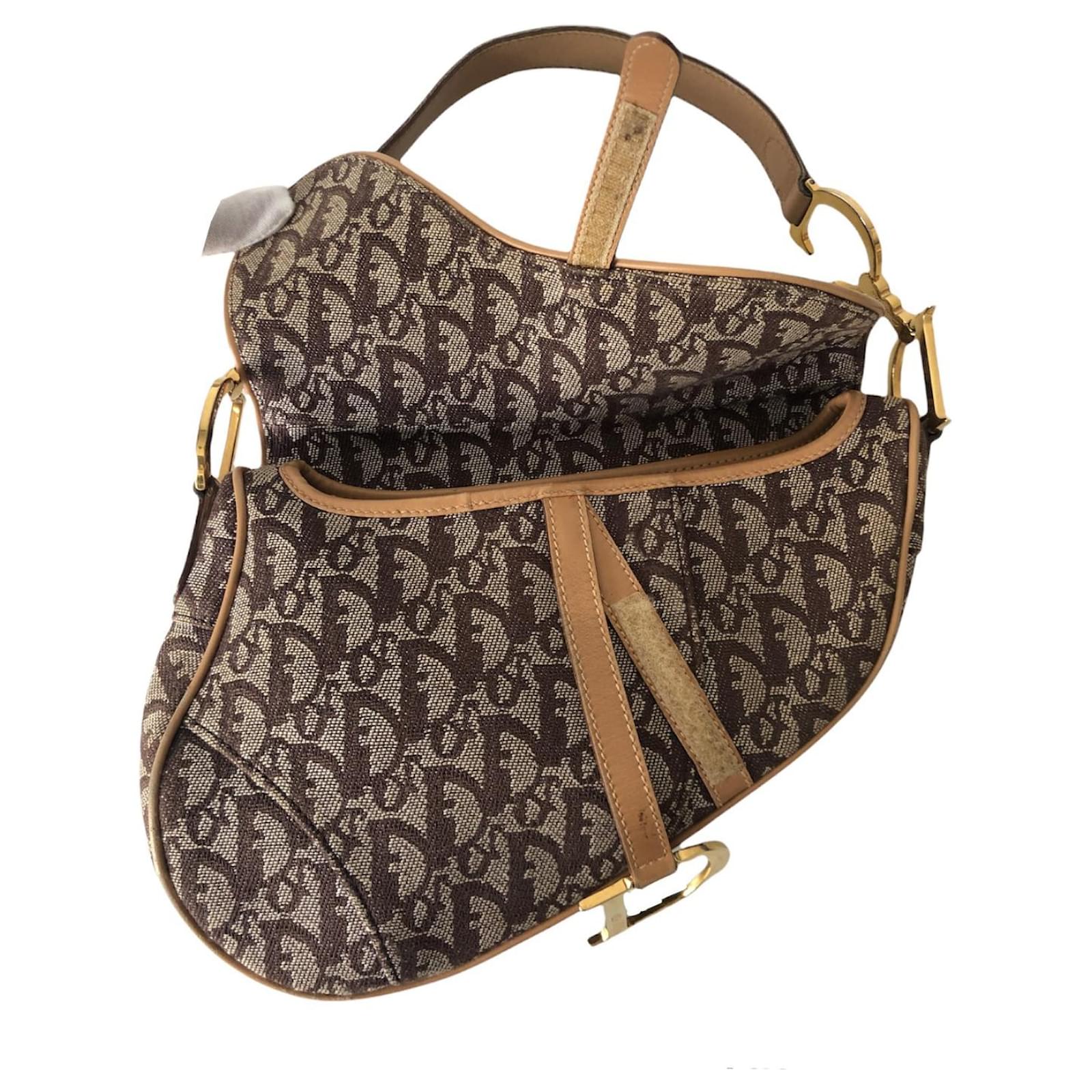 Saddle vintage cloth handbag Dior Brown in Cloth - 17678230