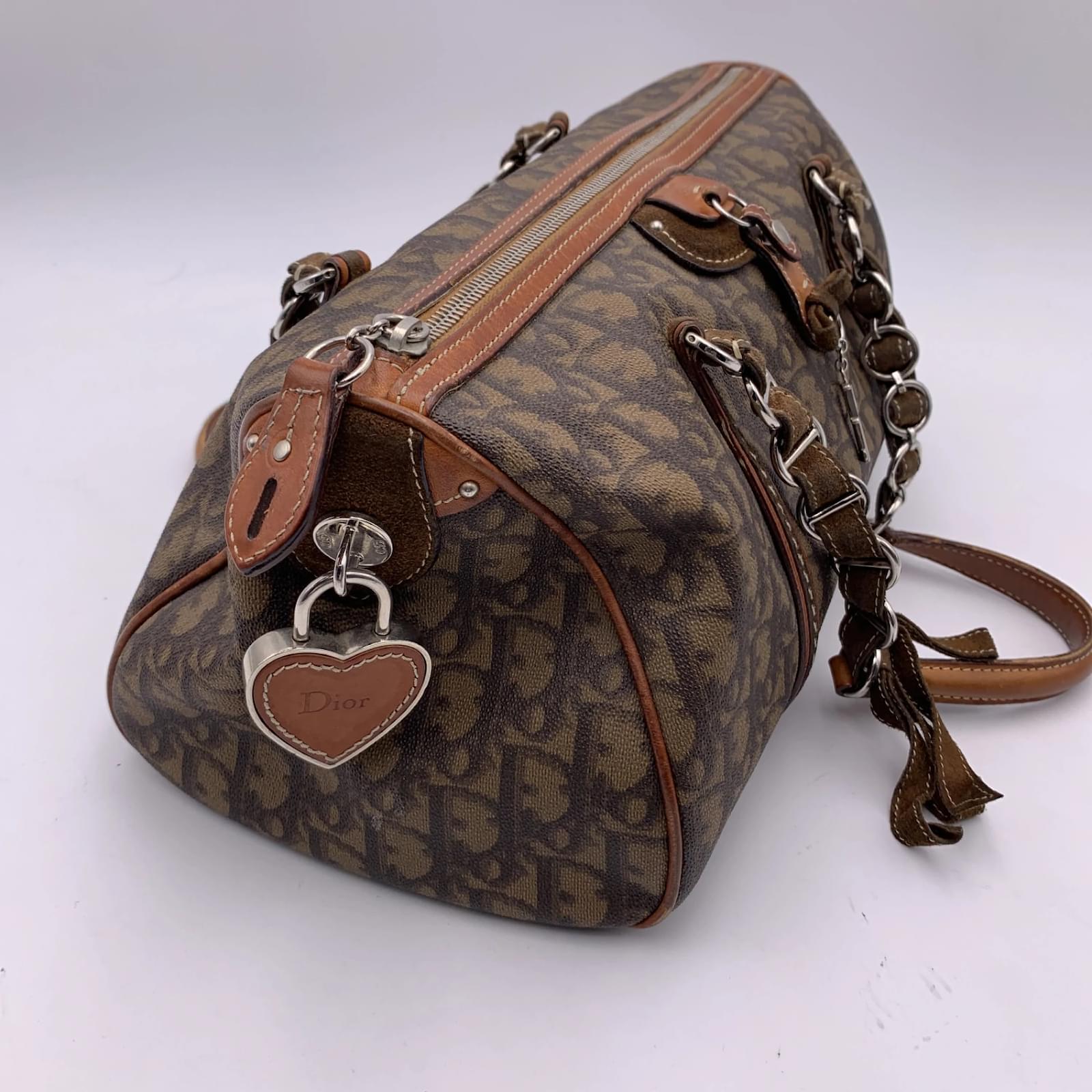 Dior Brown Trotter Monogram Print Bag Handbag Bow