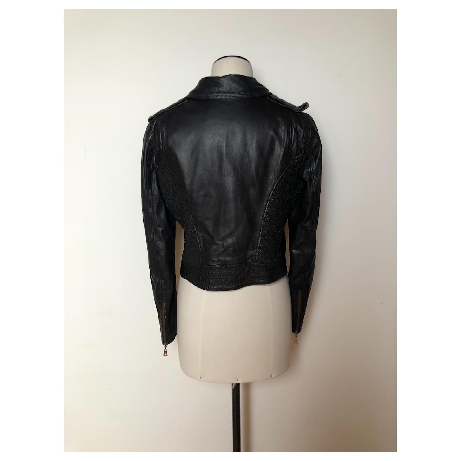 Louis Vuitton black leather jacket with embossed LV logo ref.467366 - Joli  Closet