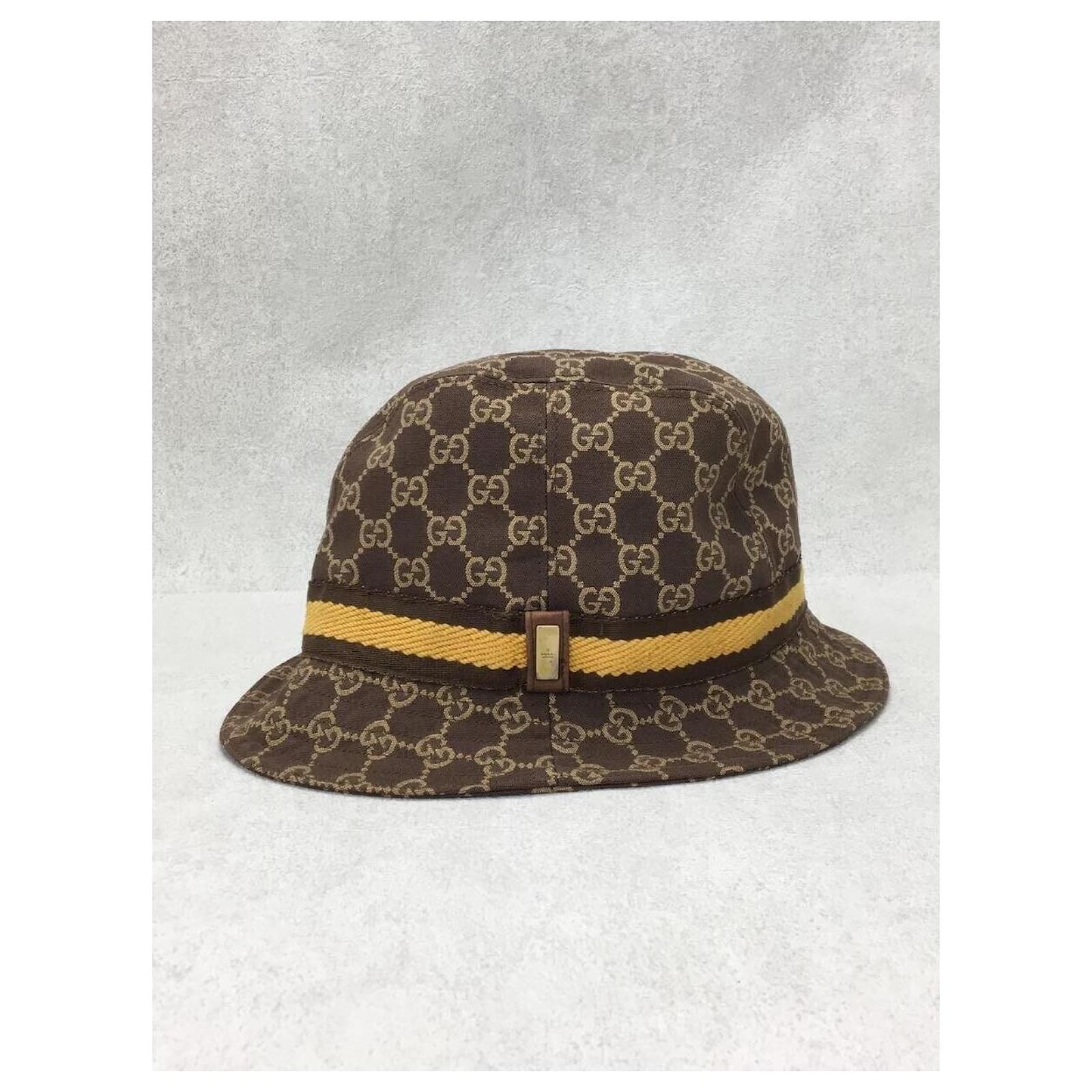 GUCCI hat chapeau M size 58cm 7339854HAN4 M cotton polyester Gray
