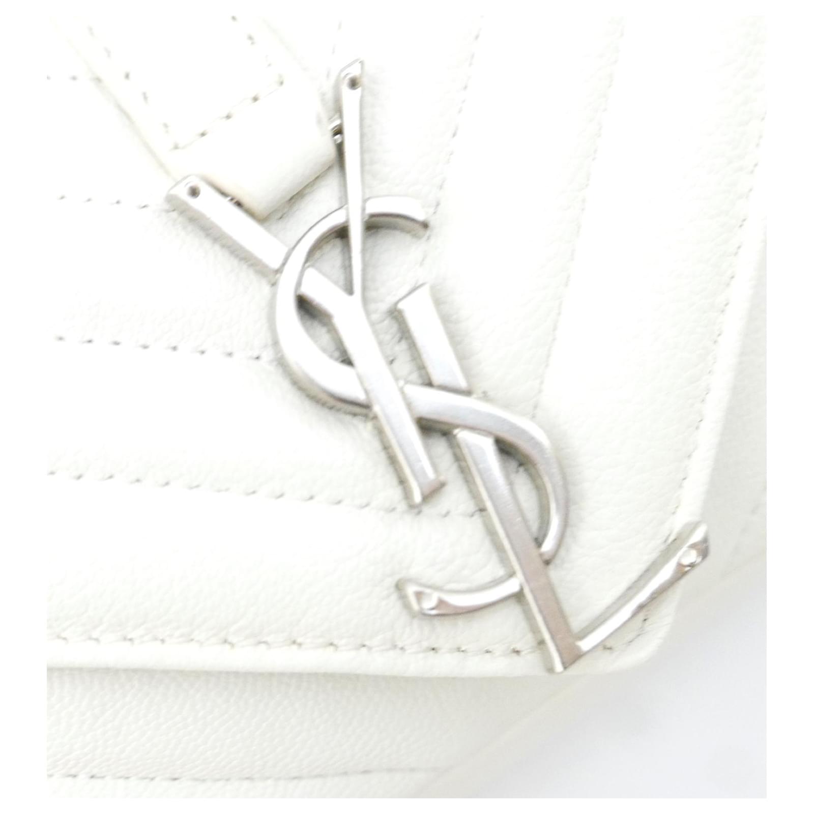 Saint Laurent Matelasse Monogram Classic Baby Chain Bag White