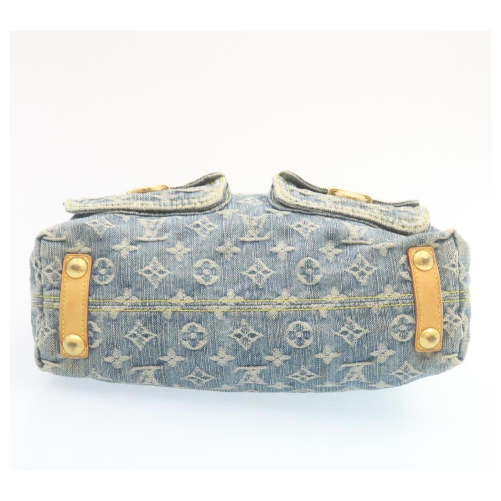 Auth Louis Vuitton Monogram Denim Baggy PM M95049 Women's Shoulder Bag Blue