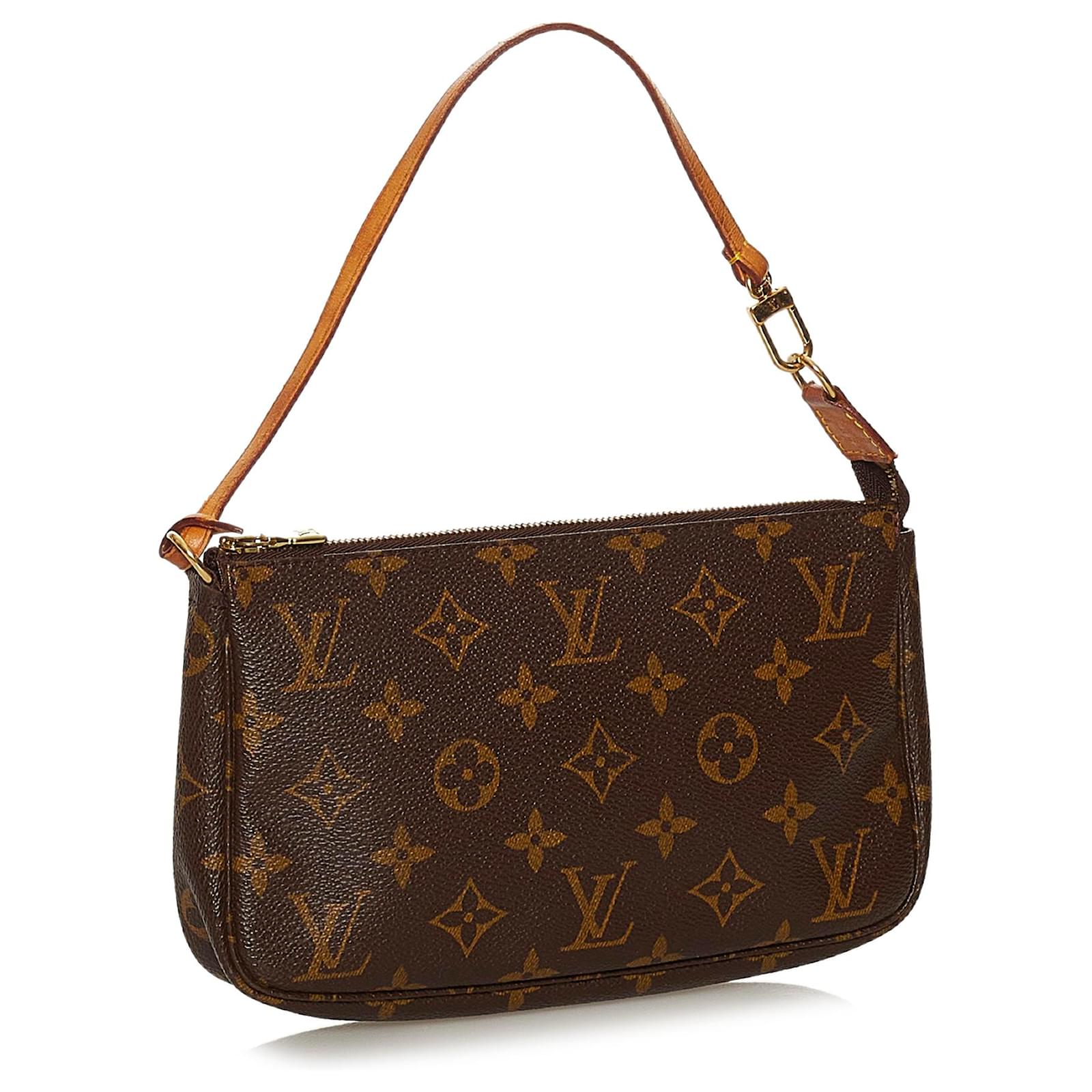 Louis Vuitton Brown Monogram Pochette Accessoires Leather Cloth ref ...