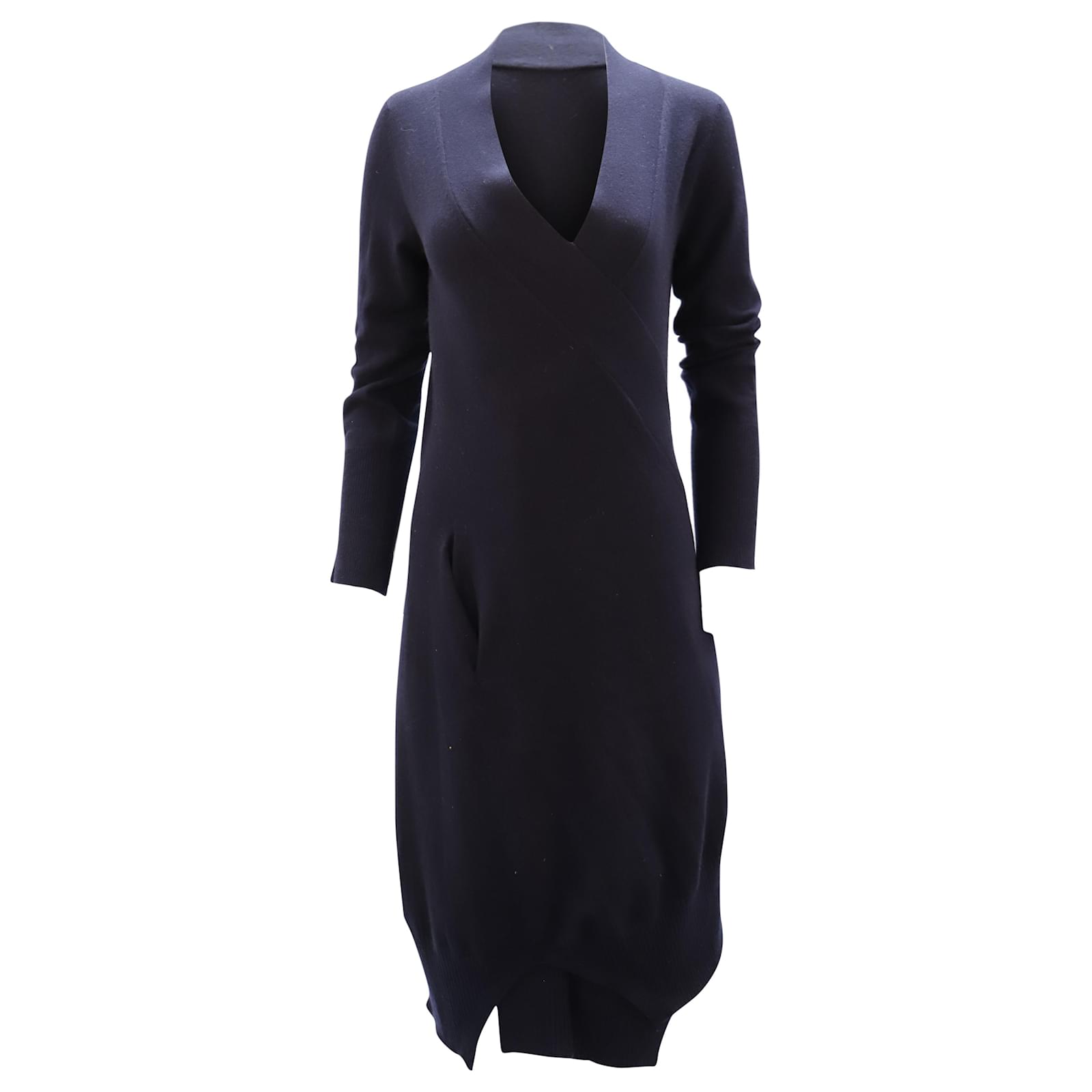 Agnona Long Sleeve Maxi Dress in Blue Cashmere Navy blue Wool ref ...