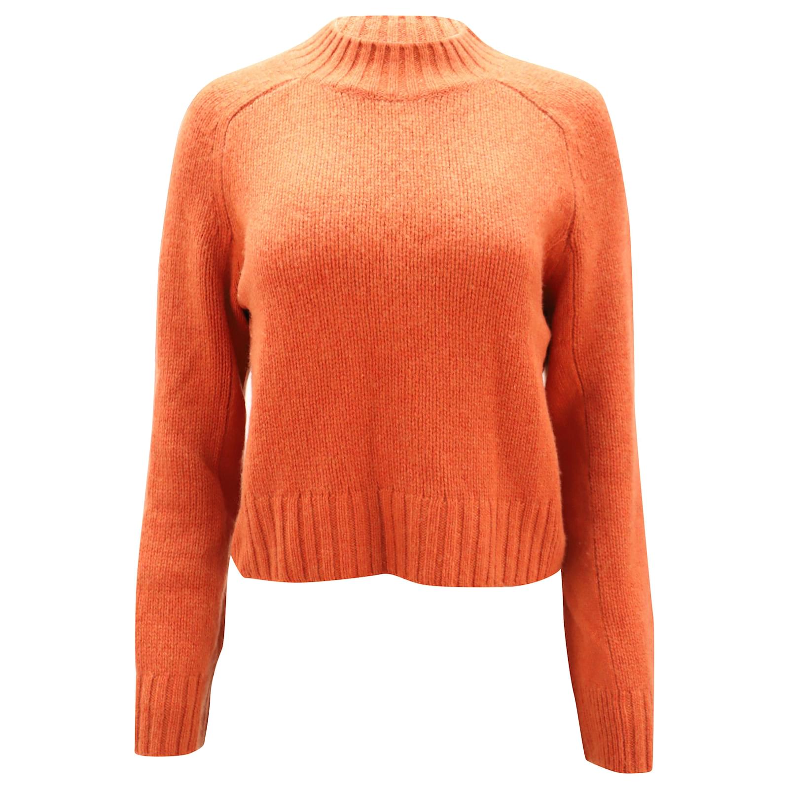 Vince Shrunken Mock Neck Sweater in Orange Cashmere Wool ref.469313