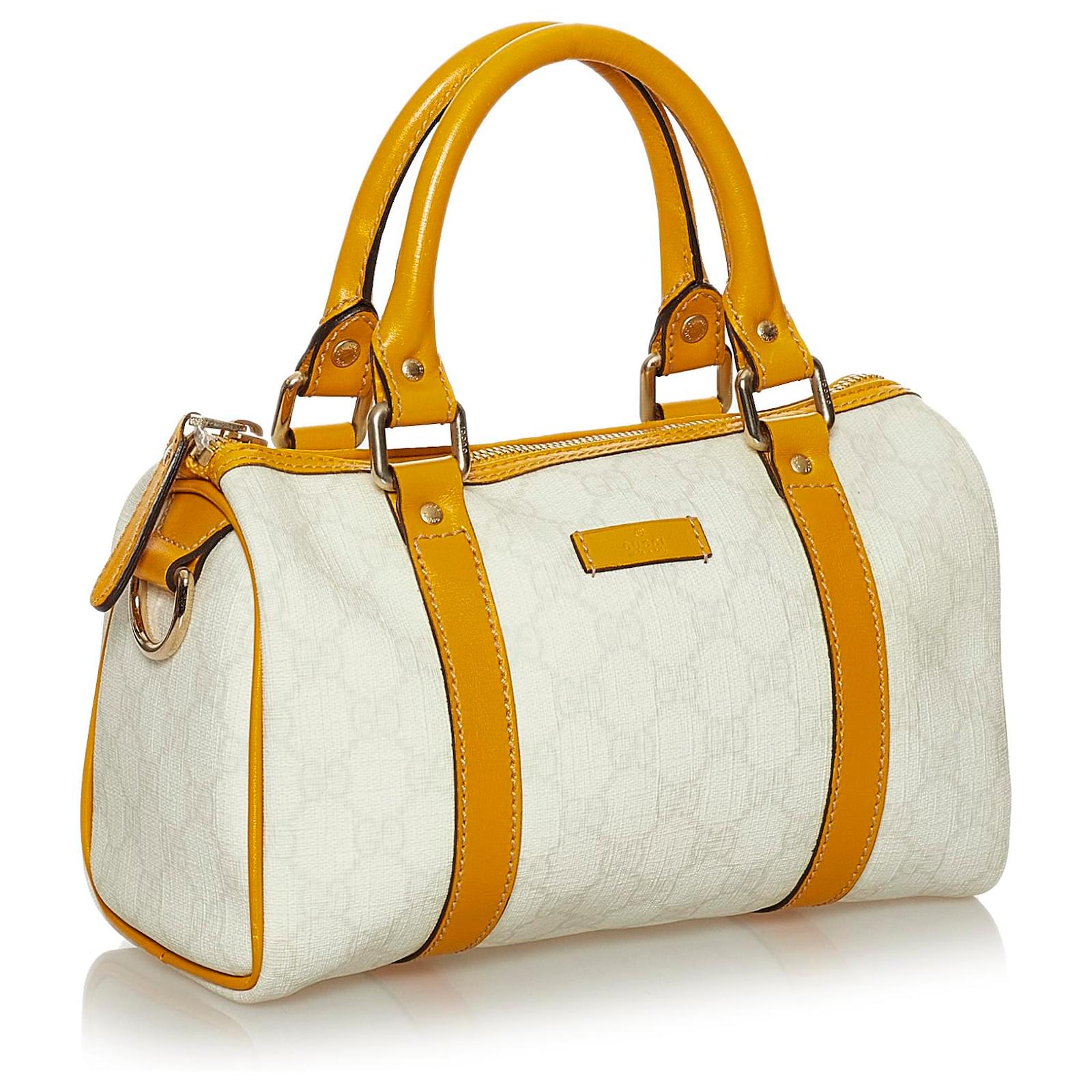 Gucci White GG Supreme Joy Boston Bag Brown Light brown Leather Cloth  Pony-style calfskin Cloth ref.304452 - Joli Closet