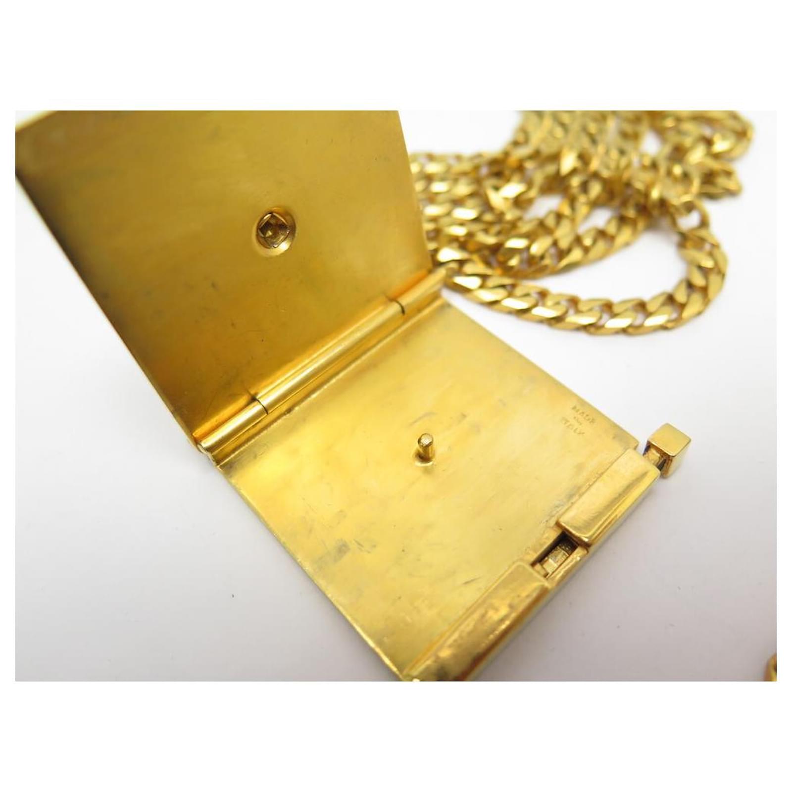 Céline VINTAGE COLLIER CELINE 6 RANGS CHAINE GOURMETTE DOREE & STRASS ...
