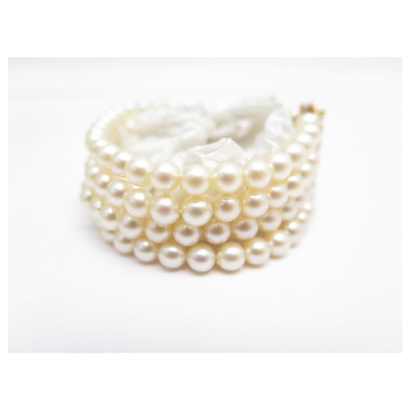 Bracelet 4 Rangs En Perles De Culture 5.5mm - Or 18K - Bijoux Occasion Rénové En Bijouterie